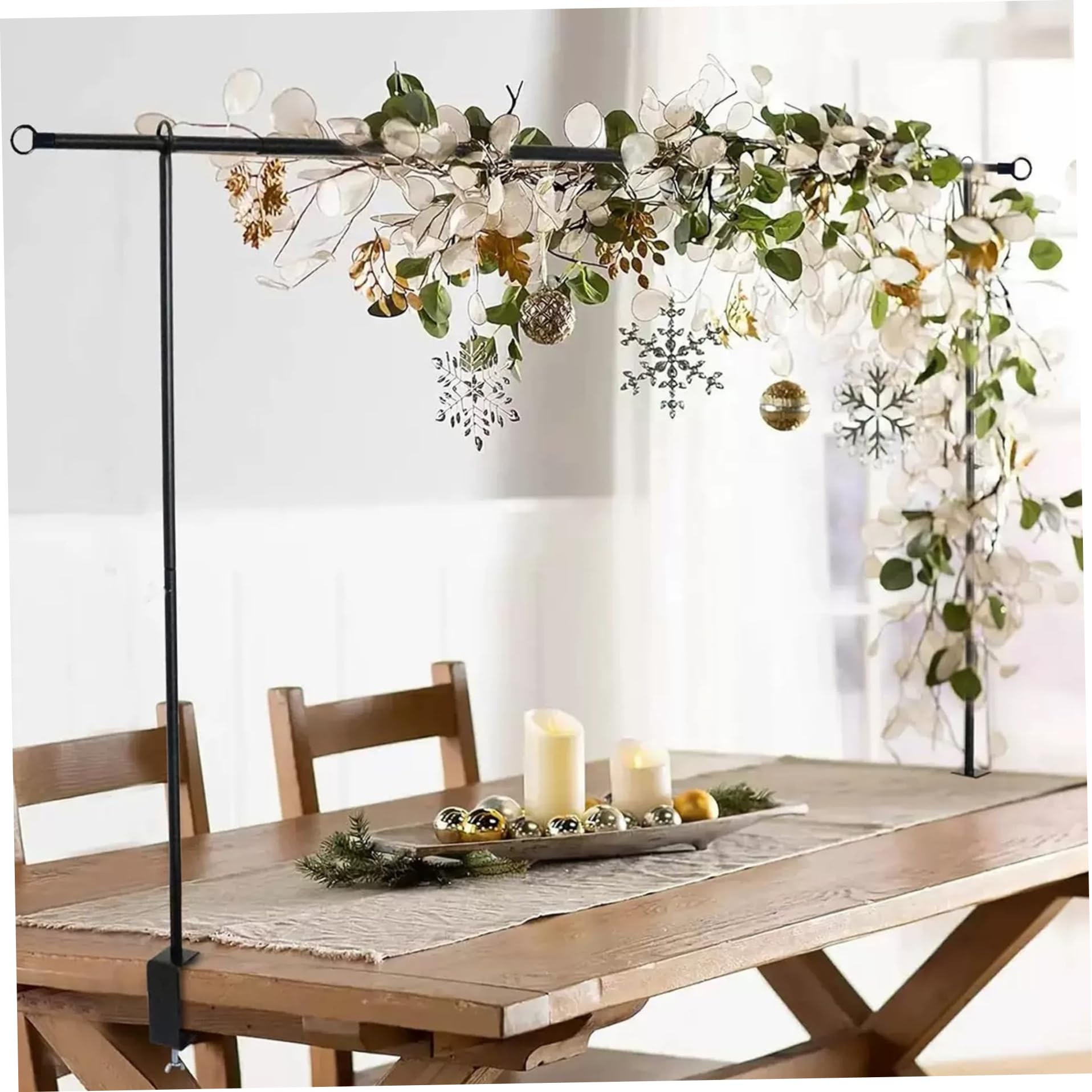 Arco da tavolo con morsetti regolabili sopra l'asta del tavolo per decorazioni con palloncini, cornice per espositori per feste di matrimonio in ferro
