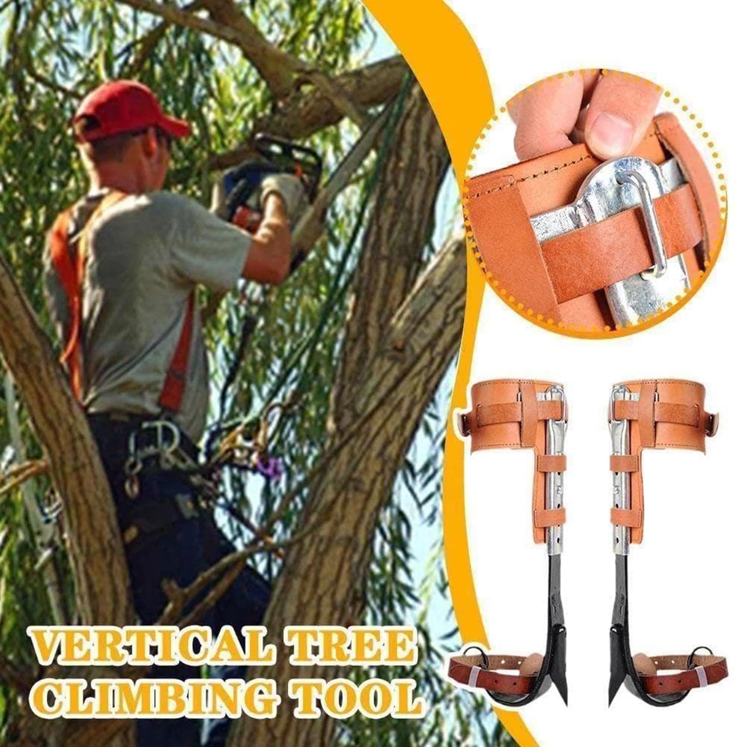 BLUEZY Griffe d'élagage, Outils pour Grimper Aux Arbres, Grimper Arbre Artefact avec Sangles et Gants pour Arbre Aides d'escalade Soin des Accessoires, Simple à Utiliser