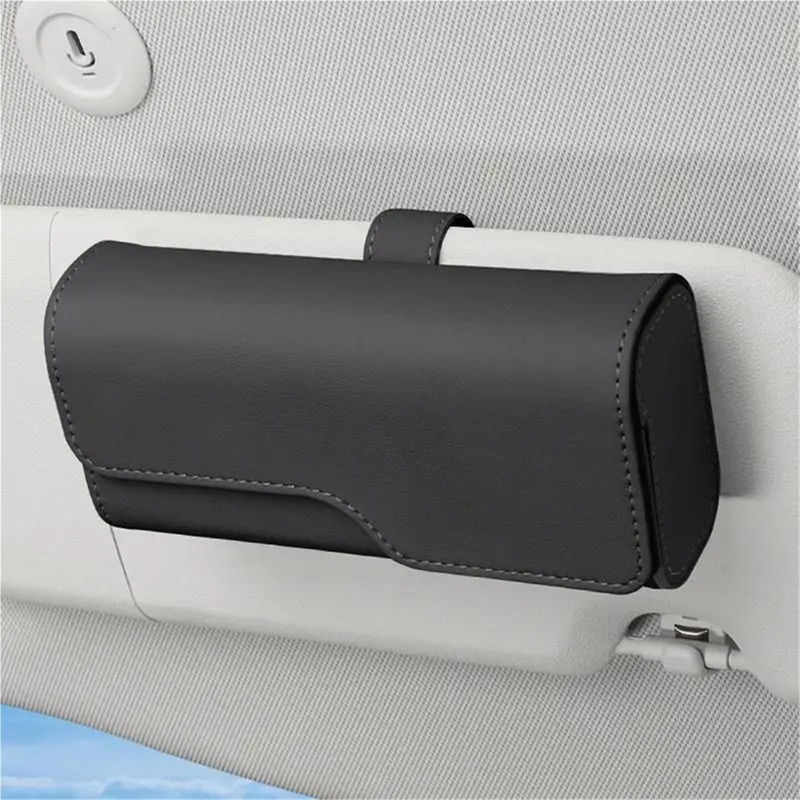 Soporte Gafas Coche Soporte de Gafas de Sol for Visera de Coche, Estuche Organizador de Cuero for Gafas de Sol con Cierre magnético Oculto(Beige)