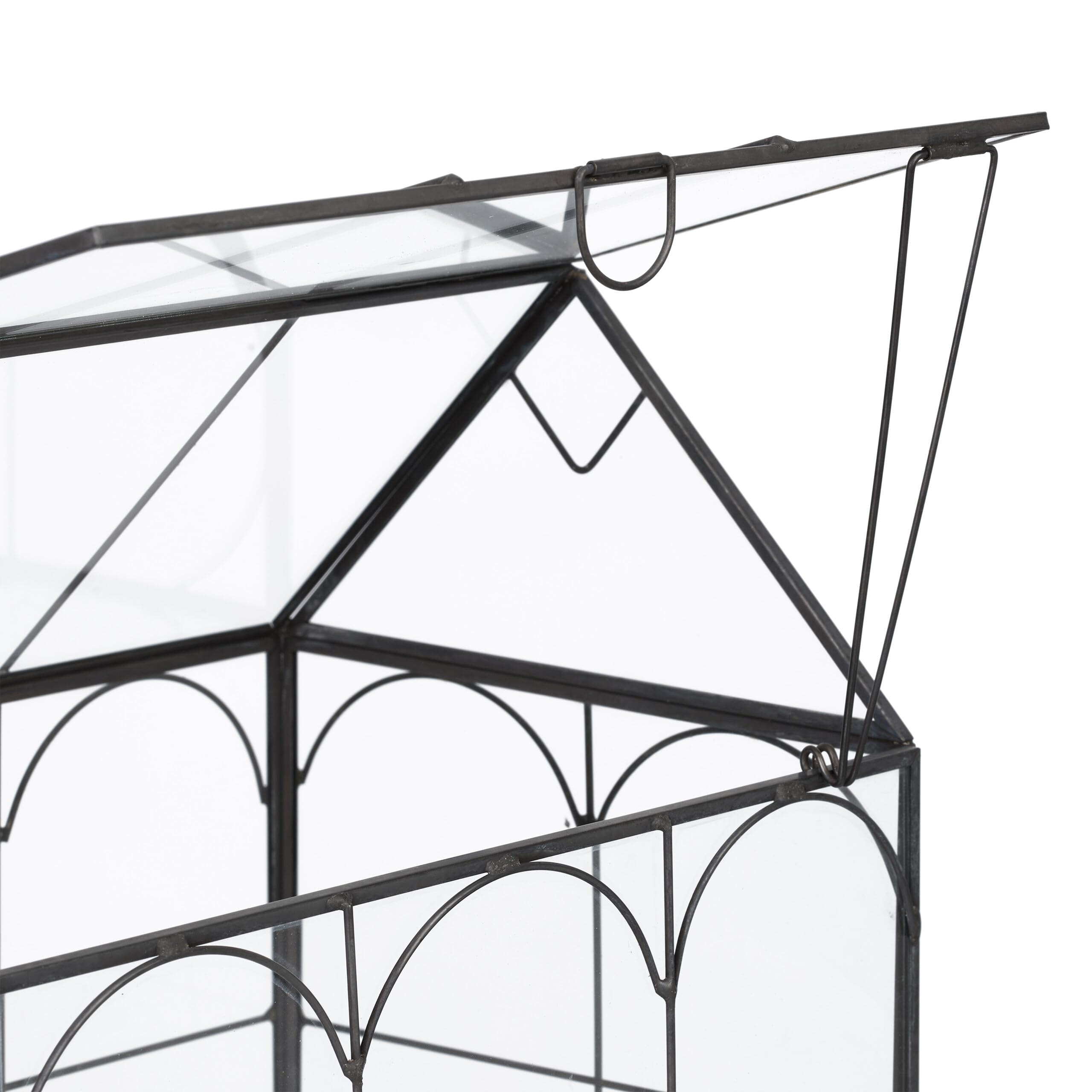 Relaxdays Terrarium pour Vos Plantes, décoratif et Pratique, pour Le Rebord de la fenêtre, 20 x 24,5 x 13,5 cm, Noir