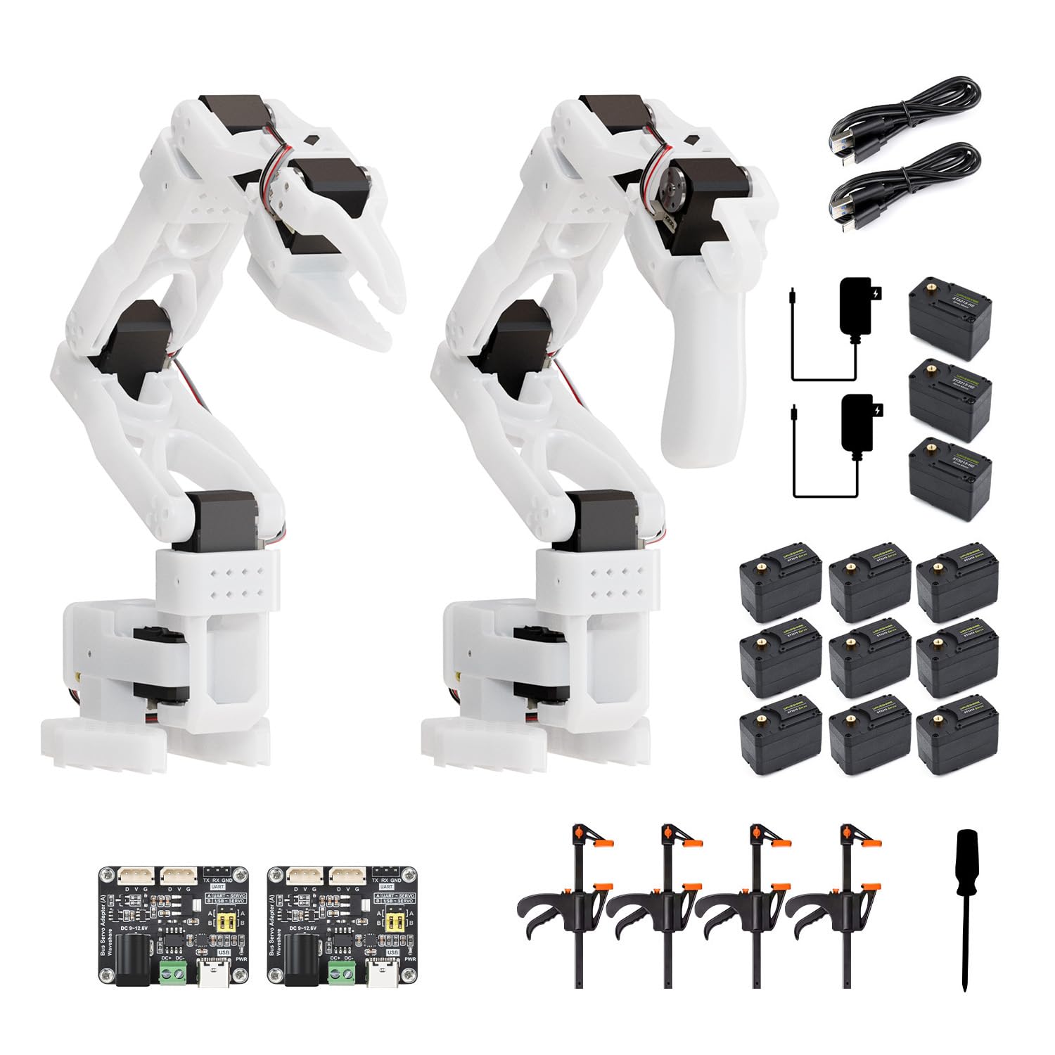 Waveshare SO-ARM101, Open-Source 6-Axis Robotic Arm, Native Support for Hugging Face LeRobot, High-Torque Bus Servo, Photosensitive Resin 3D-Printed Parts, 3DP Parts KIt