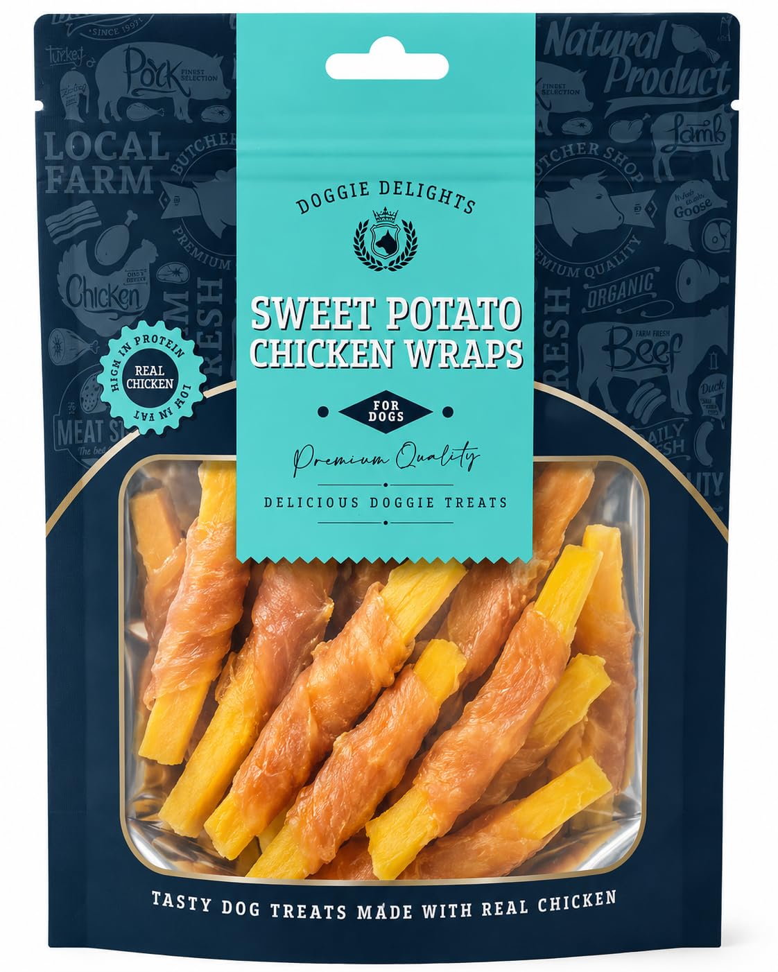 Doggie Delights Sweet Potato Chicken Wraps Dog Training Treats 1 x 160g