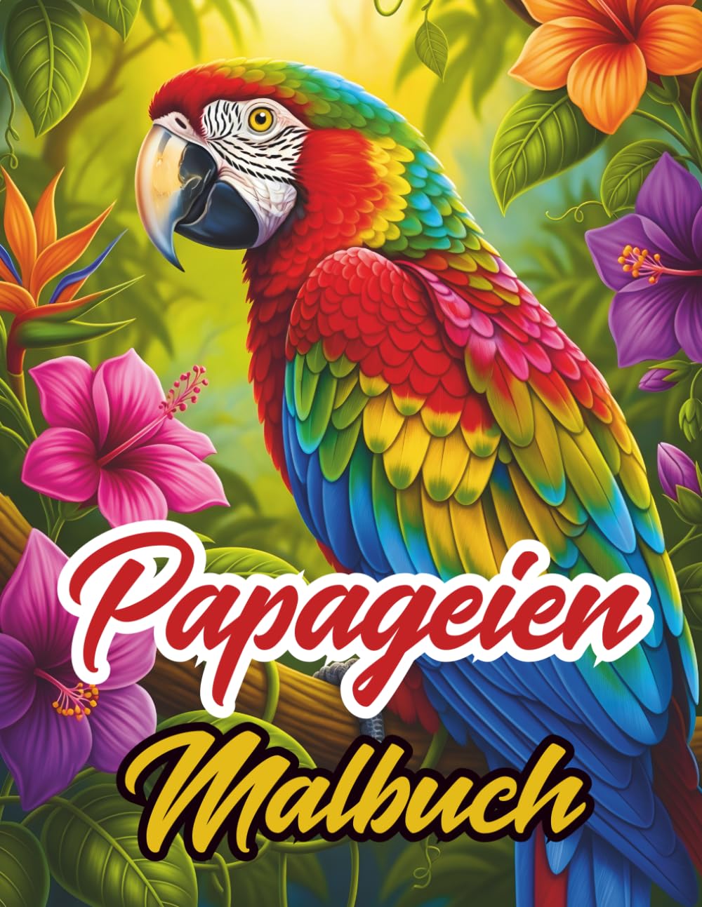 Papageien Malbuch: 45 Motive für Erwachsene Mit Papageien Zum Stressabbau und Zur Entspannung