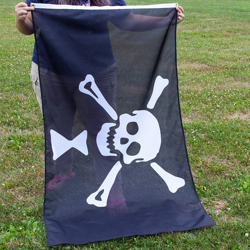 Vispronet 3ft x 5ft Emmanuel Wynn Pirate Flag, Jolly Roger Banner, Weather-Resistant Polyester, Metal Grommets, Pirate Party Ideas, Skull Outdoor Decor, Printed in USA, Flag Only