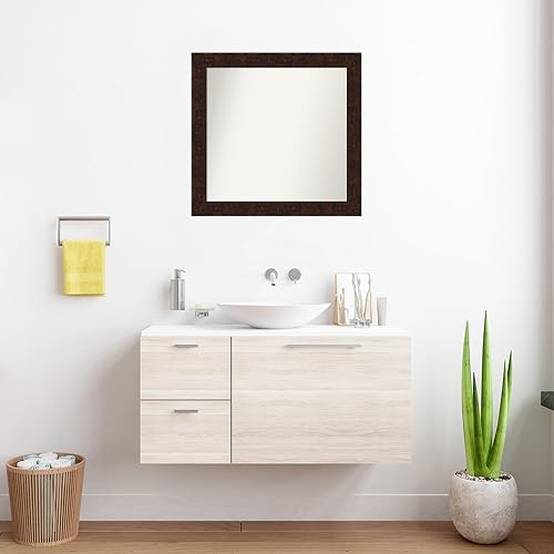 Miniatura 4 de Amanti Art Espejo de pared personalizado no biselado (25 x 26 pulgadas), marco estrecho de bronce moteado William - Varios tamaños personalizados -