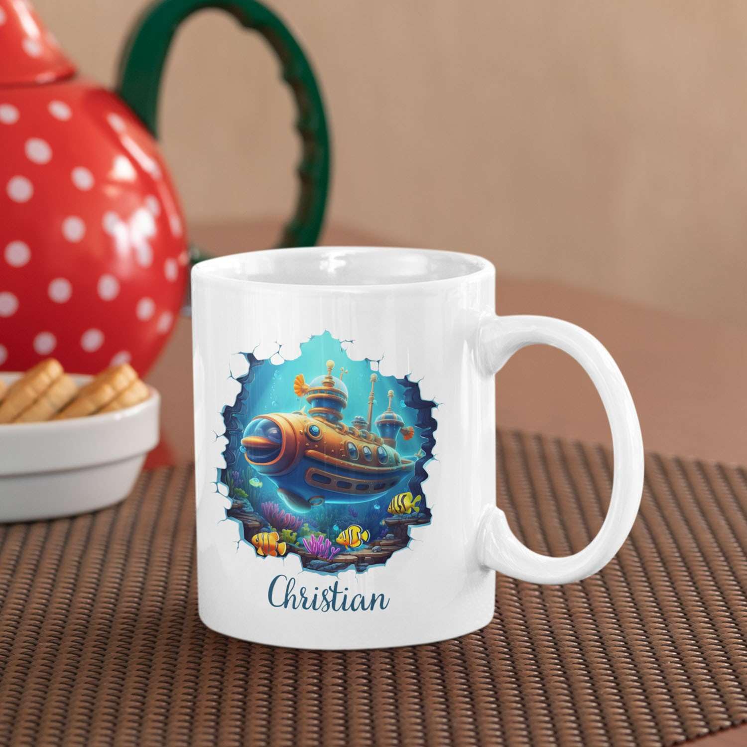 Amazon.com: Personalized Novelty Submarine On Tea Cup, Custom Name