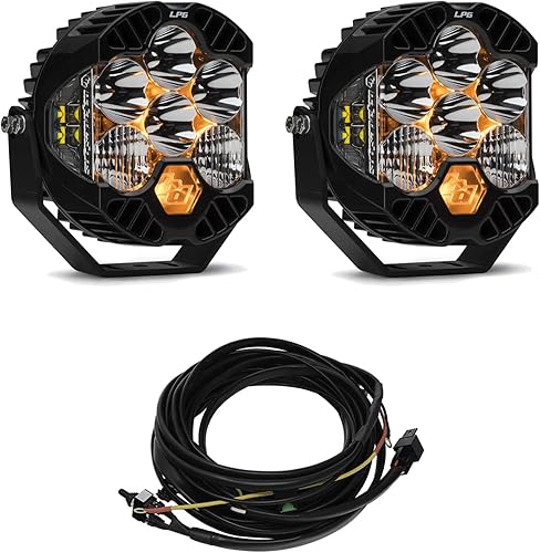 Miniatura 3 de Baja Designs LP6 Pro - Cápsula de luz auxiliar LED de 6 pulgadas con haz altoluz bajaretroiluminación diurna, par con arnés (lente ámbar - patrón de