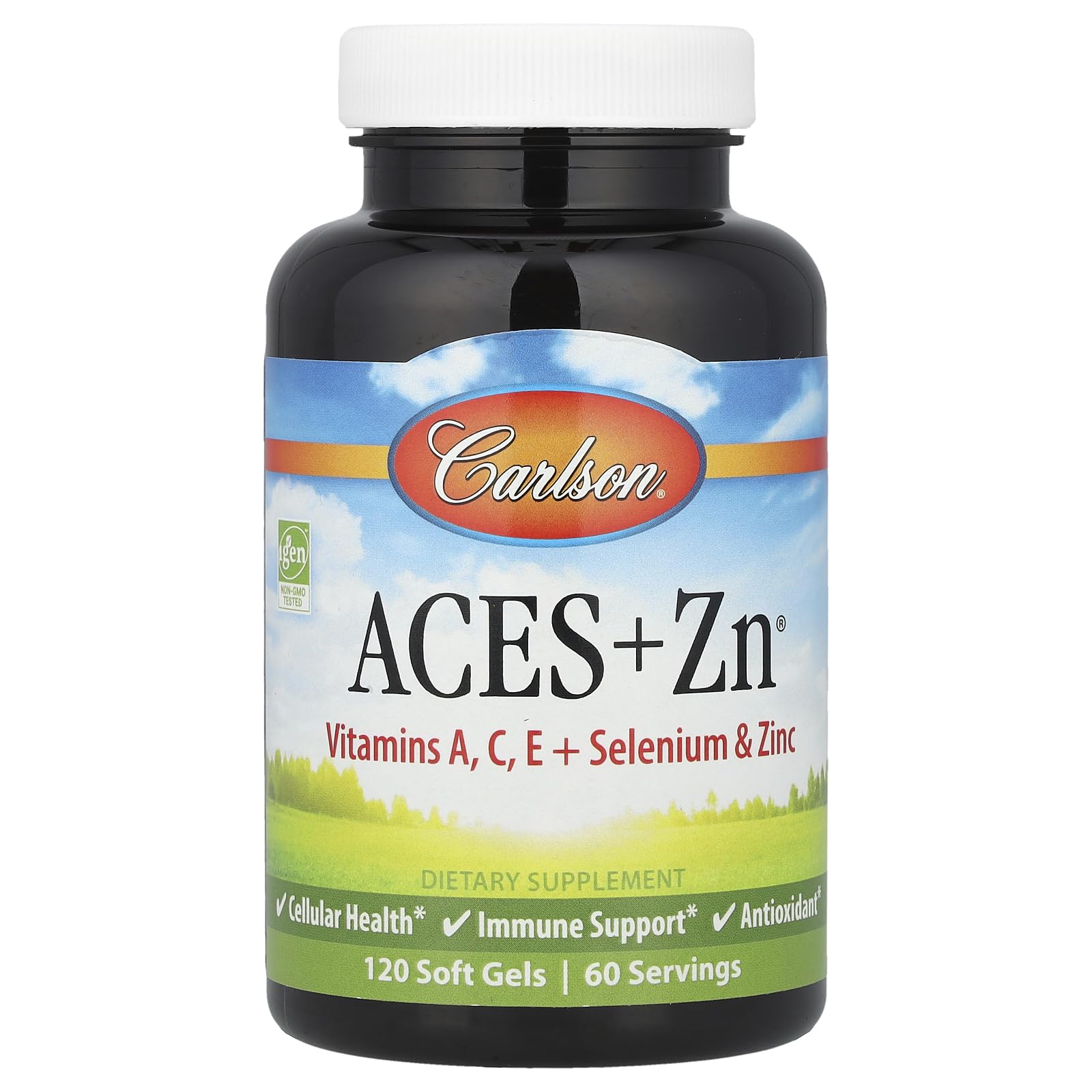 CarlsonACES + Zn, Vitamins A, C, E + Selenium & Zinc, Cellular Health & Immune Support, Antioxidant, 120 Softgels