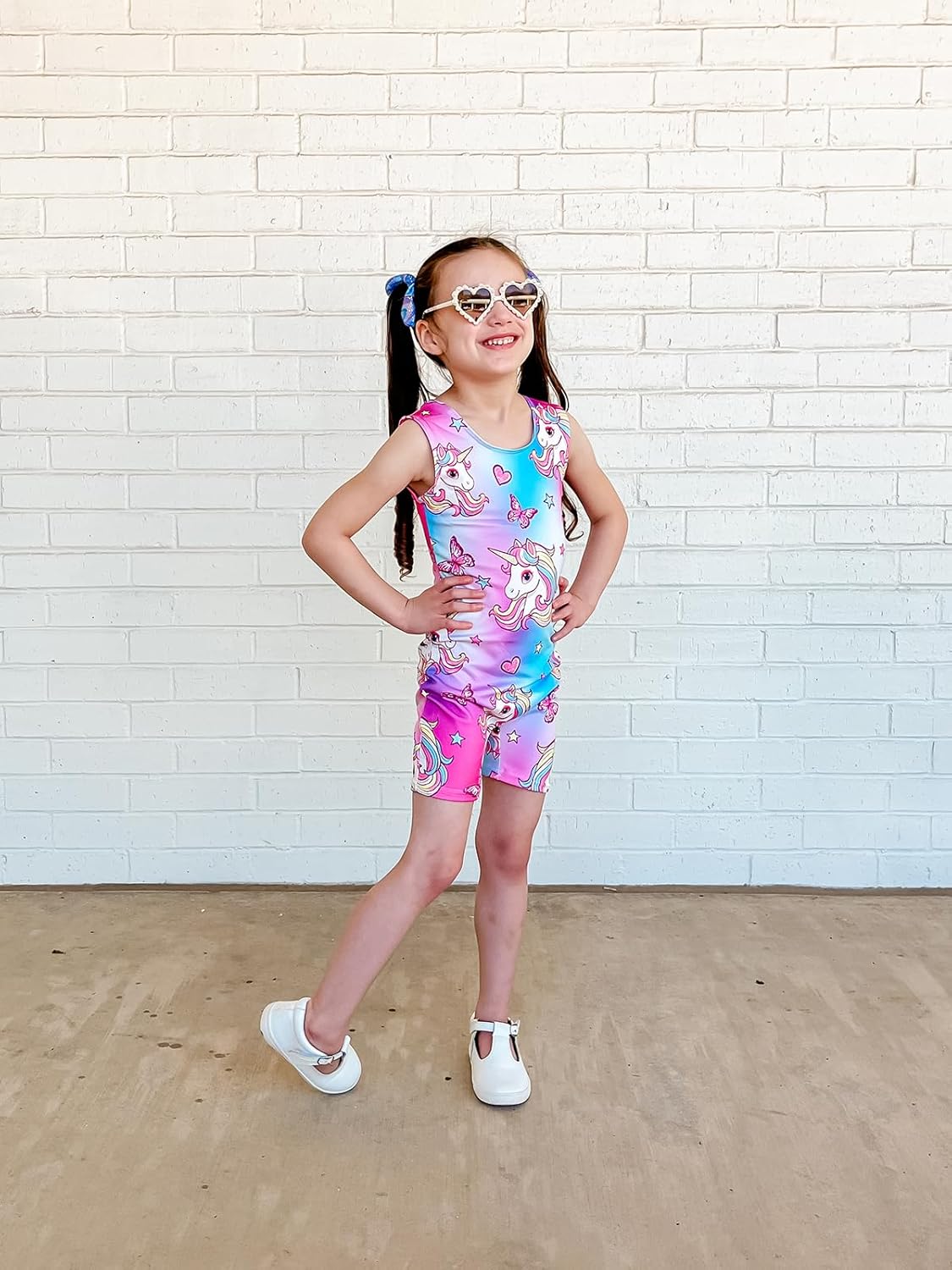 2 Packs Gymnastics Leotards for Girls Toddler Dance Biketards Tumbling Outfit Rainbow Biketard with Shorts - Image 5