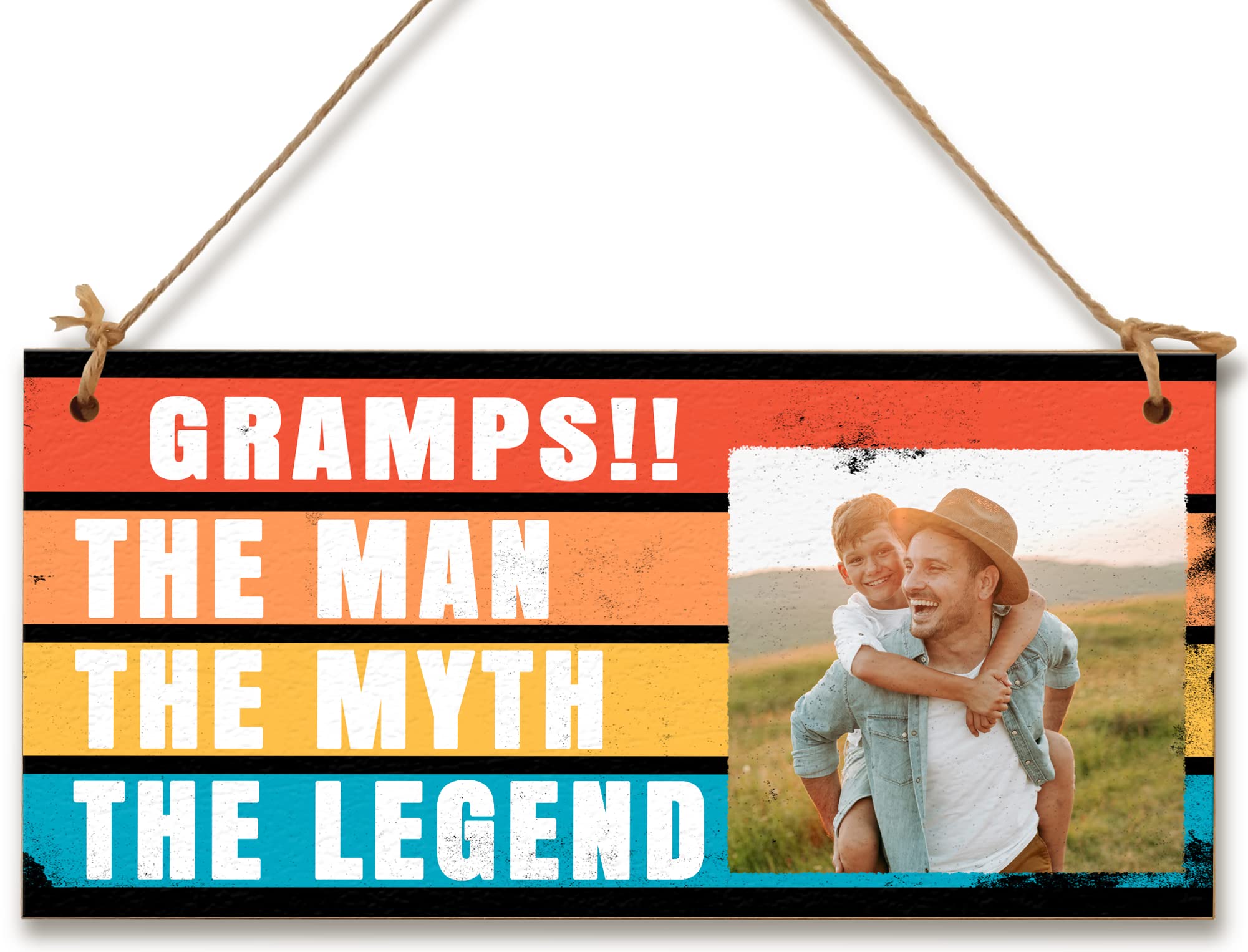 The Plum Penguin Multicolour Personalised Wooden Plaque With Photo Gramps The Myth The Legend Gift For Daddy Grandad Door Sign Hanging Man Cave Shed