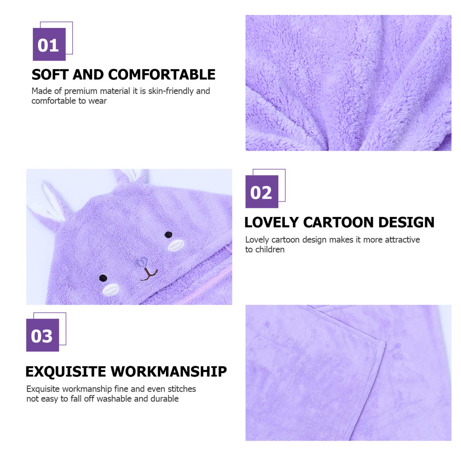 TOYANDONA Serviette de Bain à Capuche pour Garçon Fille Couverture de Bain avec Motif Dessin Animé Serviette Respirante et Douce