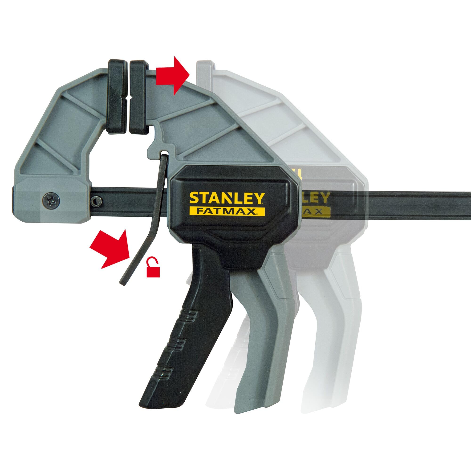 Stanley Fmht0-83232 Serre-Joint M 150 Gamme FatMax - Travaux De Précision - Patin De Protection Amovibles - Rainure En V Pour Maintien Des Tubes - Rail En Acier - Corps En Nylon Renforcé