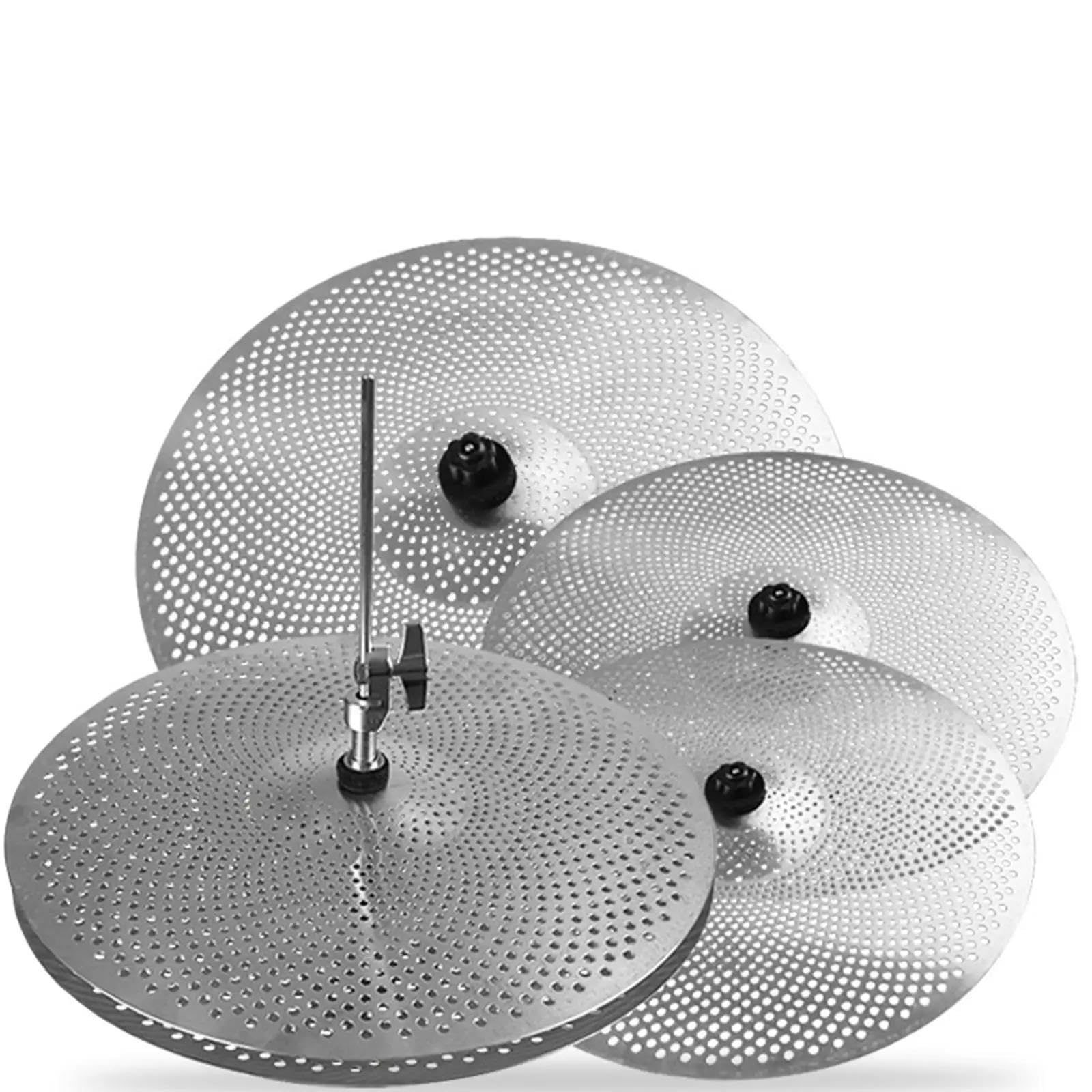 Becken 5 Stück 14 Hi Hat 16/18 Crash 20 Zoll Ride Low Volume Beckenpaket Für Schlagzeug Proberaum Anfänger(14-20in 5PCS)