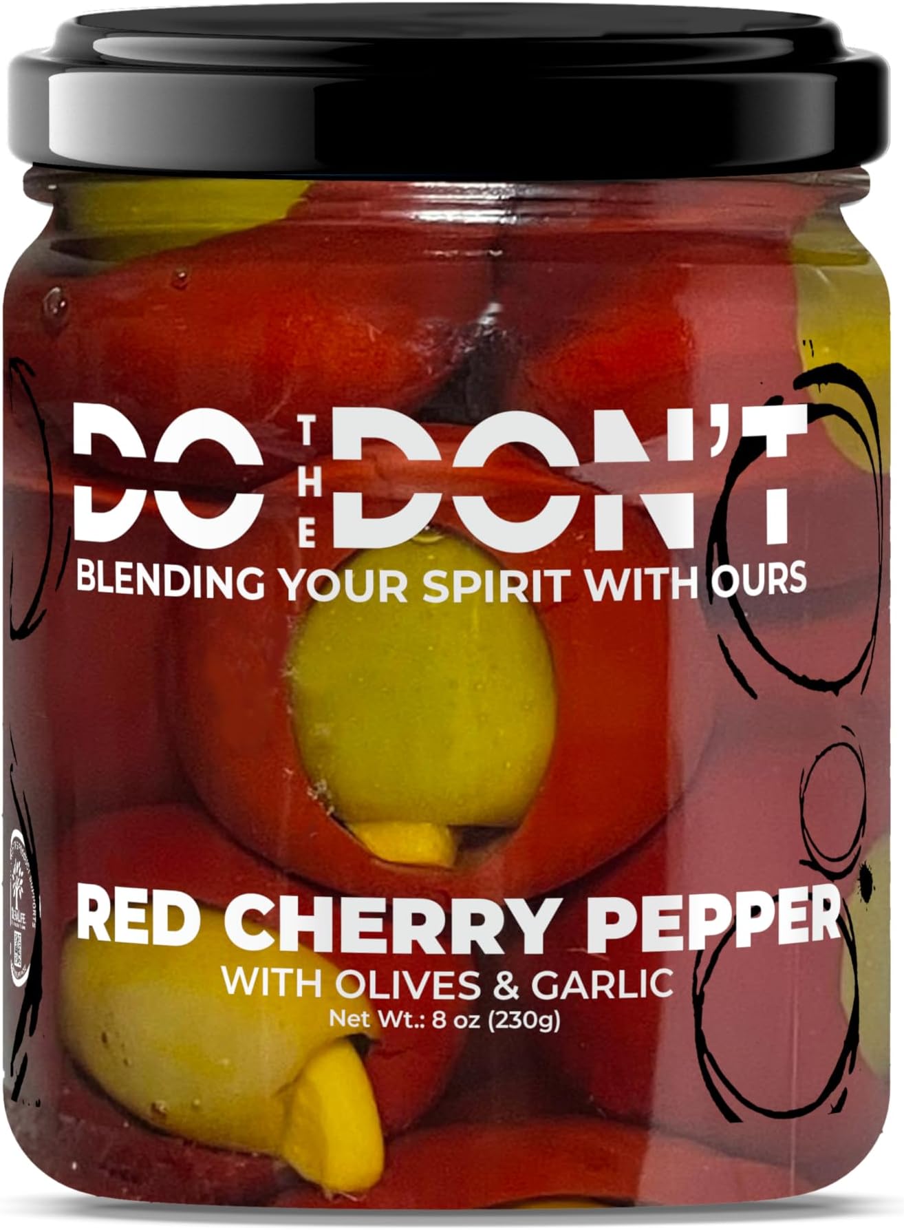 Do the Don't - Premium Preserved Cherry Pepper with Olive and Garlic Garnish - Exotic & Flavorful, Ideal for Cocktails, Charcuterie & Cheese Boards, Pastries, 8oz