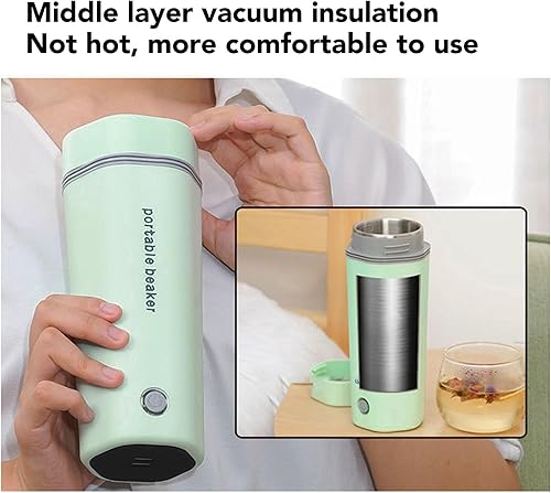 Miniatura 3 de Hervidor eléctrico de viaje Hervidor de té eléctrico portátil 11.8 fl oz de acero inoxidable pequeña caldera de agua de calentamiento rápido para