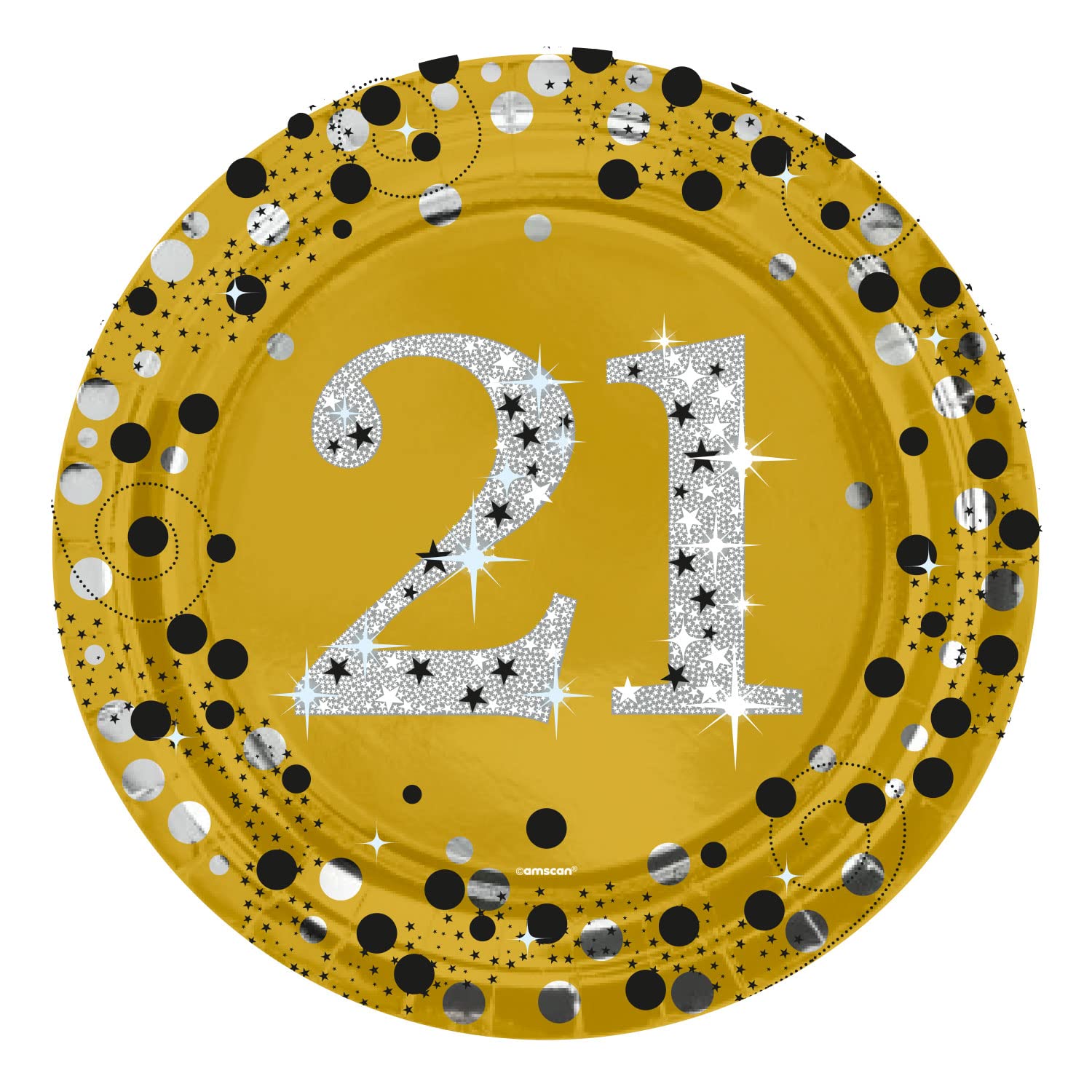 Amscan 9912597 PLT 23Cm Gold Milestone 21
