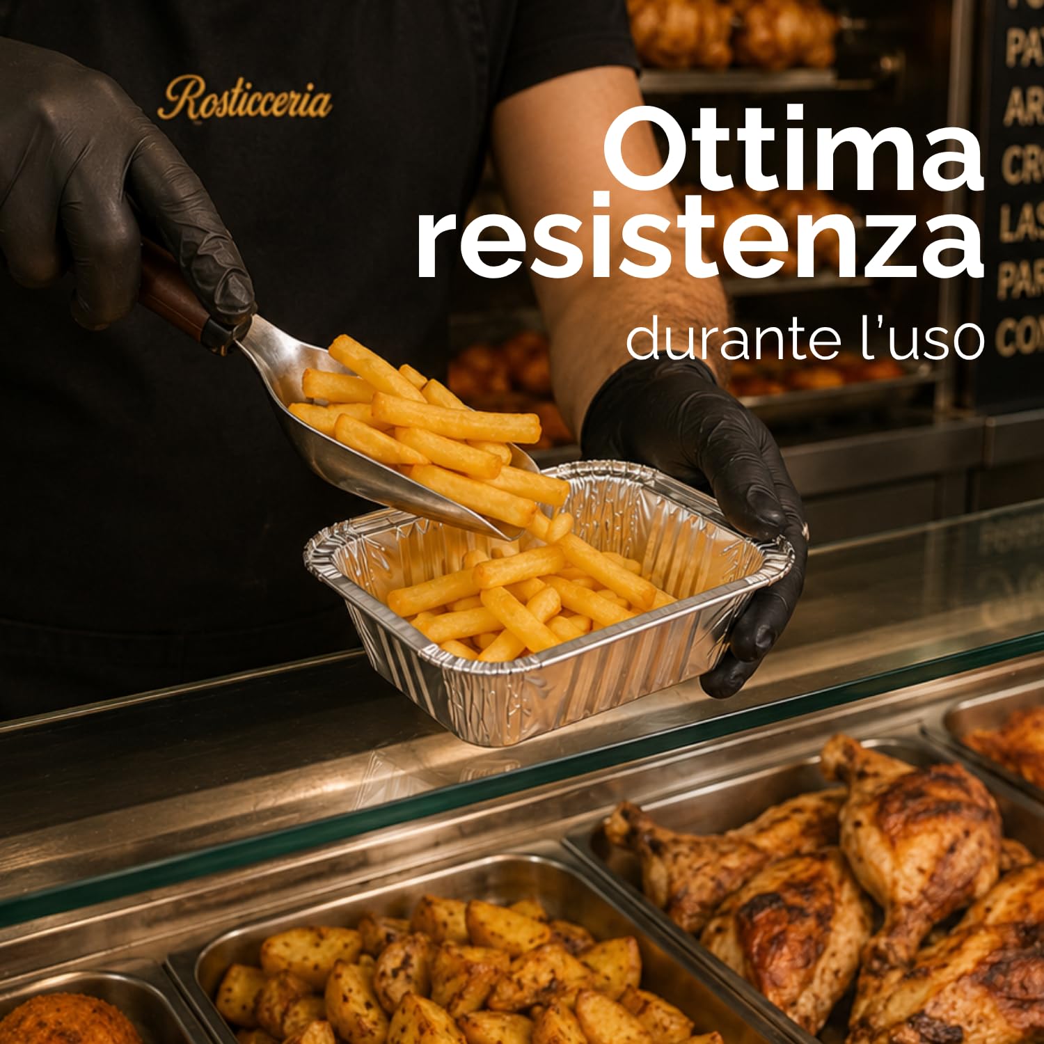 VIRSUS 500 Vaschette in Alluminio 1 Porzione R10G Rettangolari Argentate per Alimenti vaschette USA e Getta, perfette per teglie in Alluminio per Takeaway