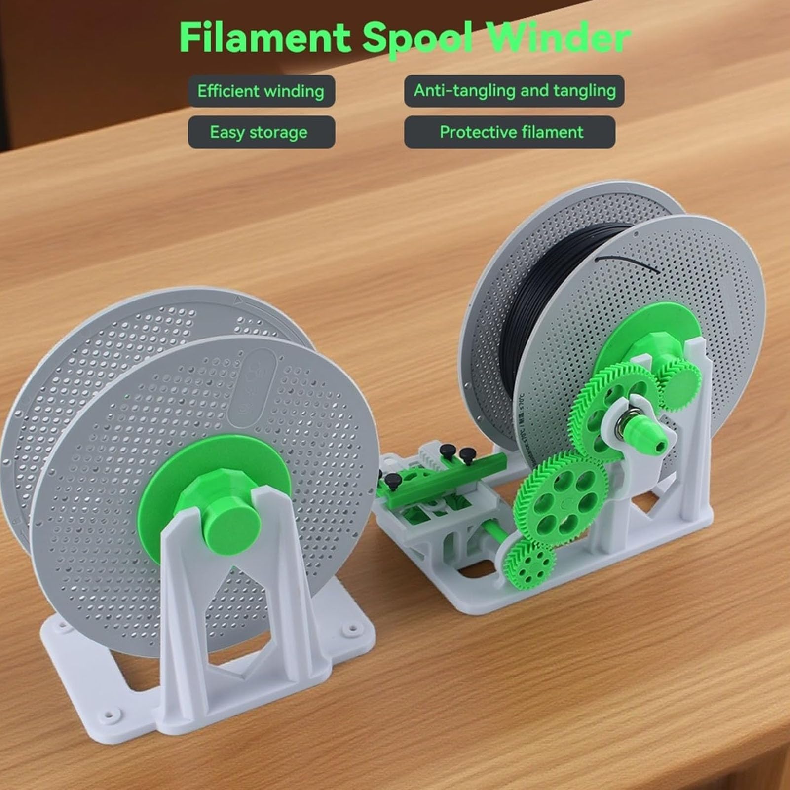 Fabater Zwijacz żarnika do Drukarki 3D, Ręczny Nawijak Szpuli z korbą ręczną, Nawijak Materiałów Eksploatacyjnych z Równomiernym Prowadzeniem Drutu dla P1S, P1P, X1 dla Druku 3D