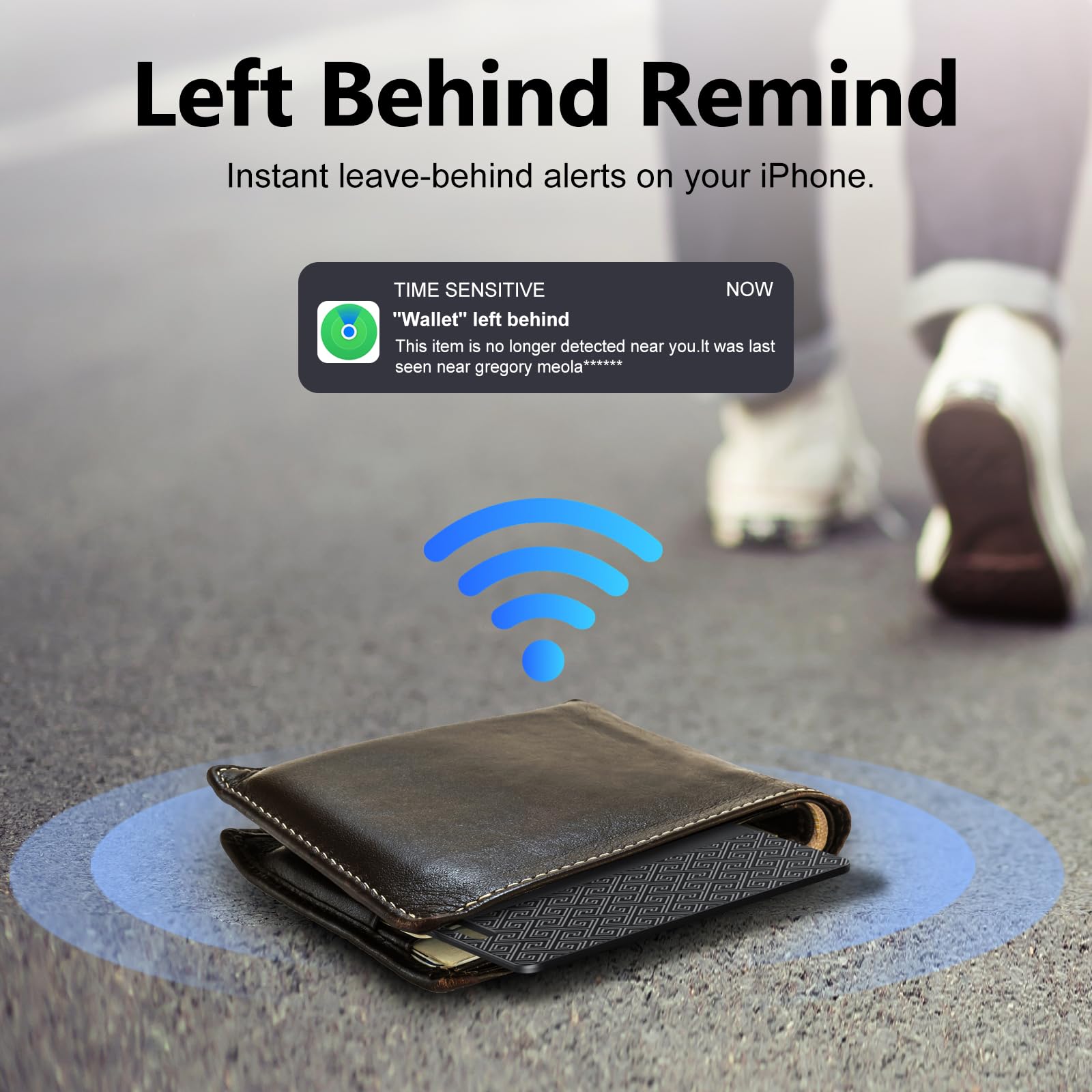 FAMOO Wallet Tracker Card 2-Pack: Apple MFi Certified 0.06in Thinner Tracker Card (IOS only) Works with Apple Find My Rechargeable Tag IP68 Item Finder for Passports Luggage Tags Purse Phone (Black) - 5