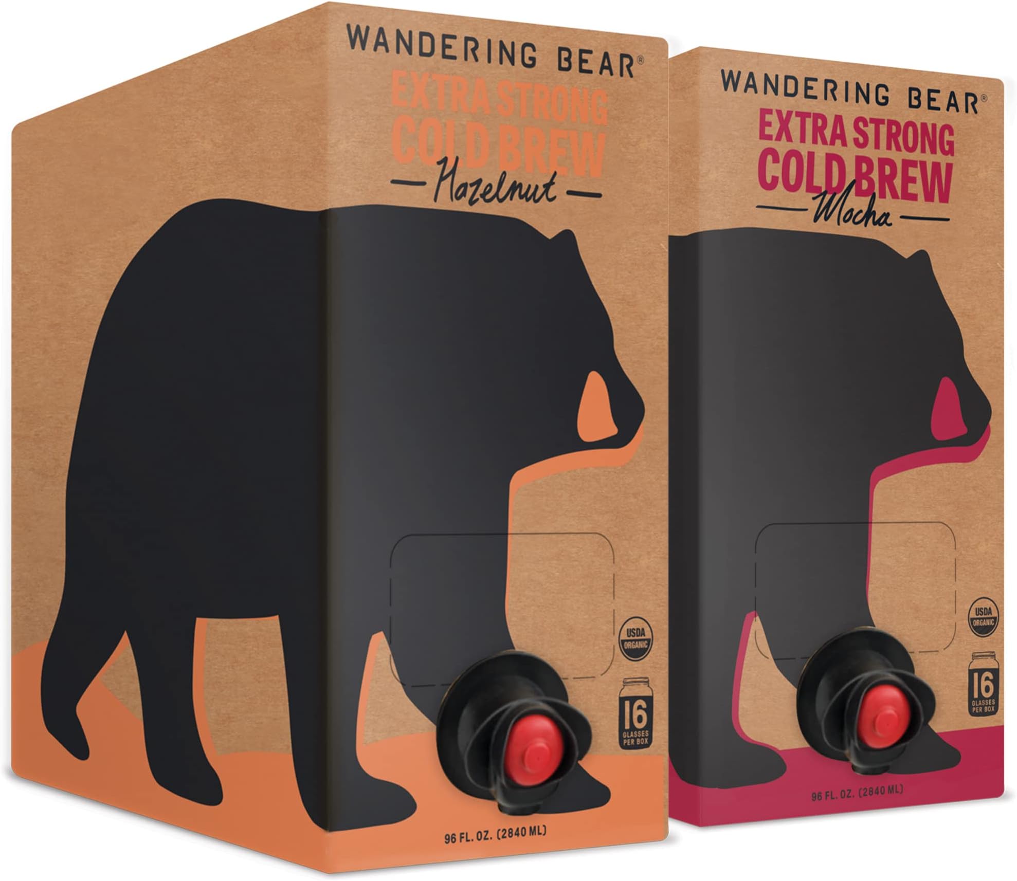 Cold Brew Coffee, Hazelnut & Mocha Bundle, 96oz, 2 pack - Organic, Smooth, Shelf-Stable, and Ready to Drink