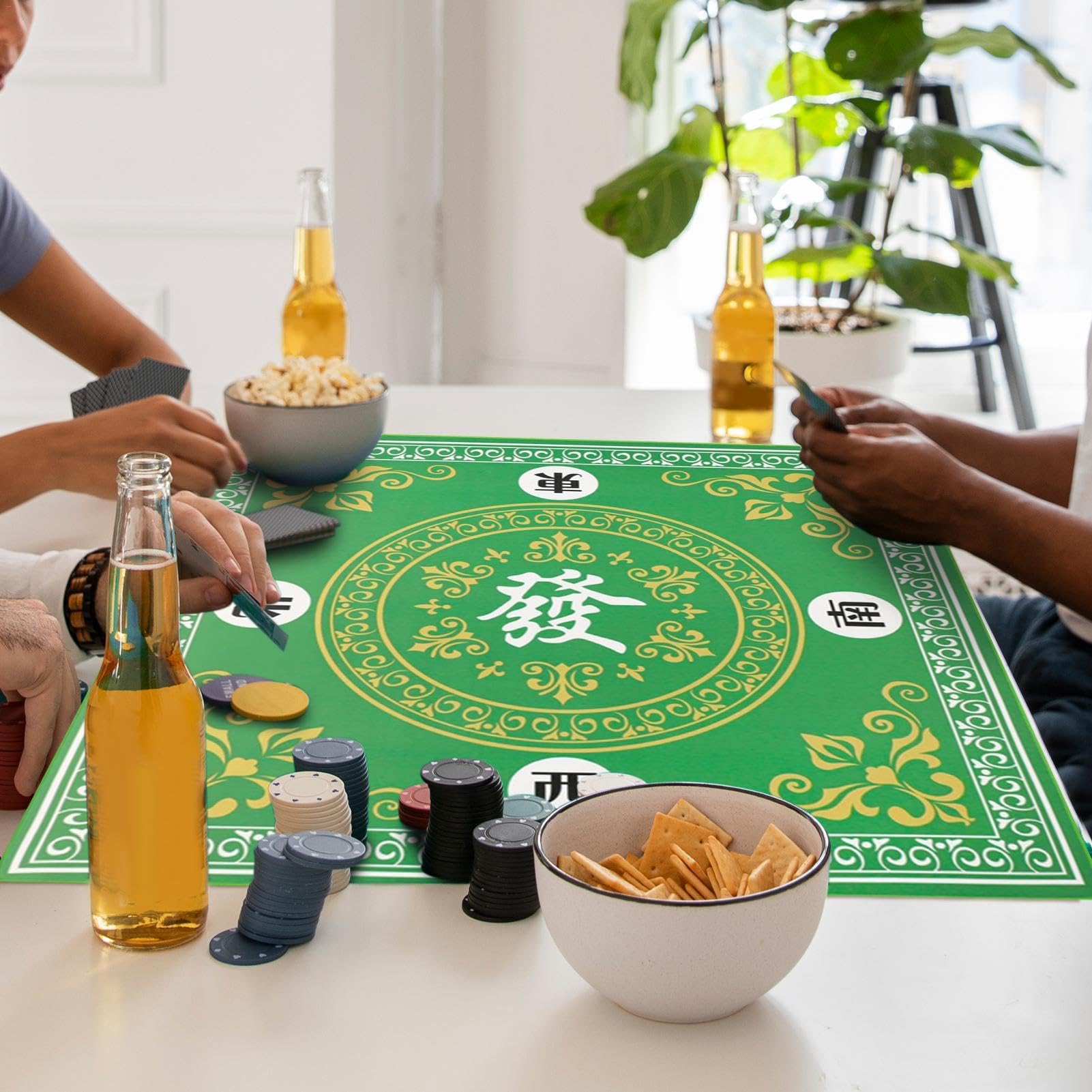 Mahjong Mat – Tapis de Jeu carré de 80 x 80 cm – Housse antidérapante pour Les Amateurs de Mahjong, Tapis de Jeu pour Jeux de Cartes de Poker