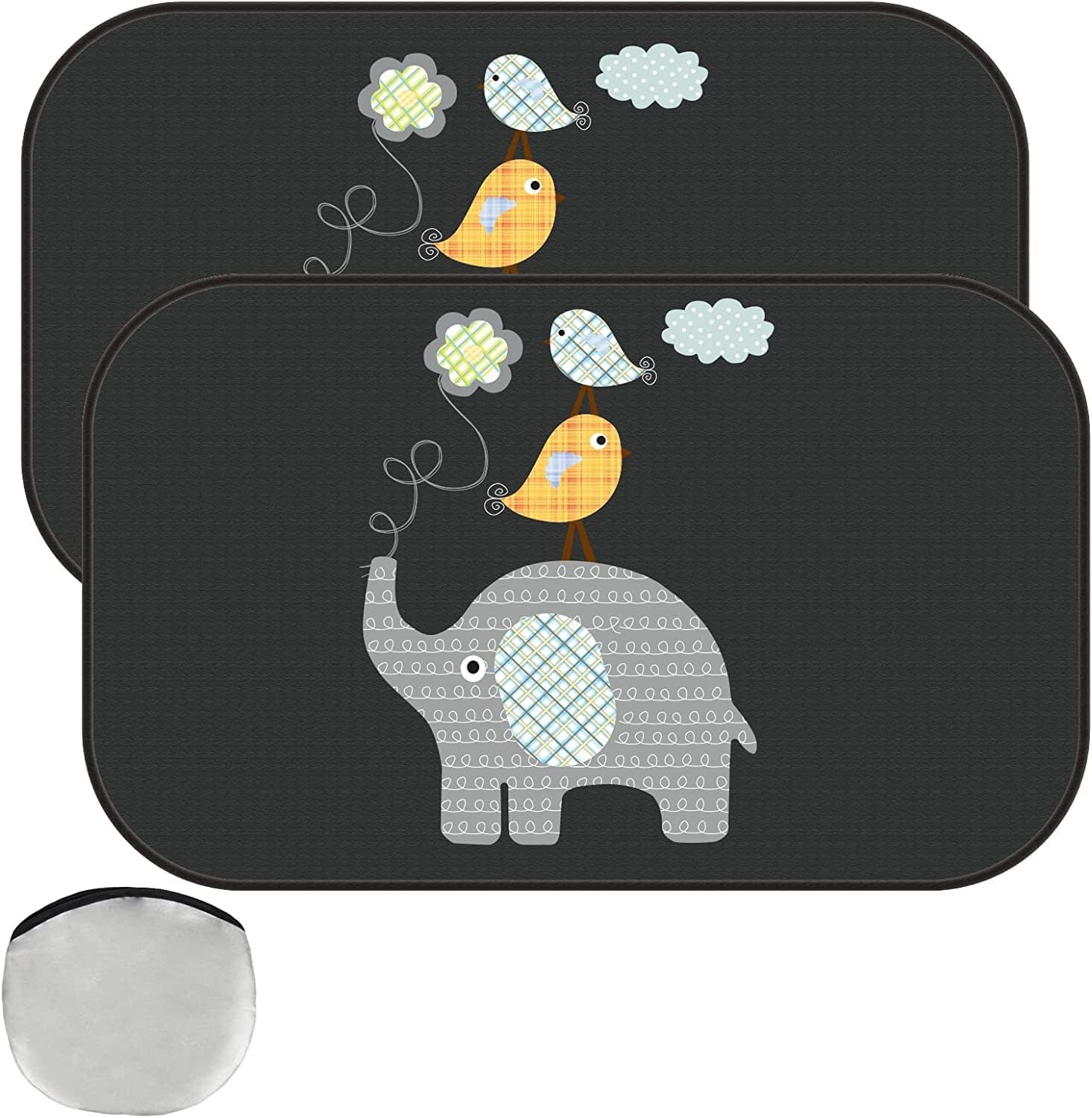 SYOSI Car Sun Shade Car Window Shades for Kids Baby Pet UV Rays/Sunlight Protection Car Sunshades Shield Visor Adsorption Electrostatic for Car Side Windscreen Window 2 Pack (Elephant)