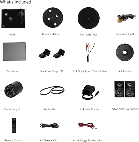 Miniatura 9 de Fluance RT80 - Tocadiscos clásicos de vinilo de alta fidelidad con altavoces estéreo de 6.5 pulgadas, lápiz óptico de diamante, transmisión por