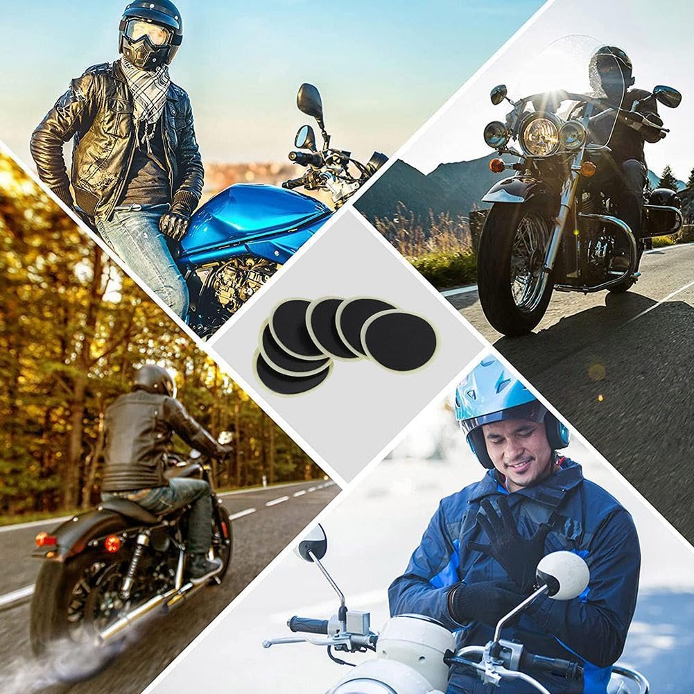 24Pcs Black Bike Tire Patch Kit,Glueless Bike Repair Patch, Round Bike Tube Patches, Bike Inner Tube Repair Kit, Bike Patch Kit for Road and Mountain Bikes Tire Repair Kits, Cycling Tires Tubes