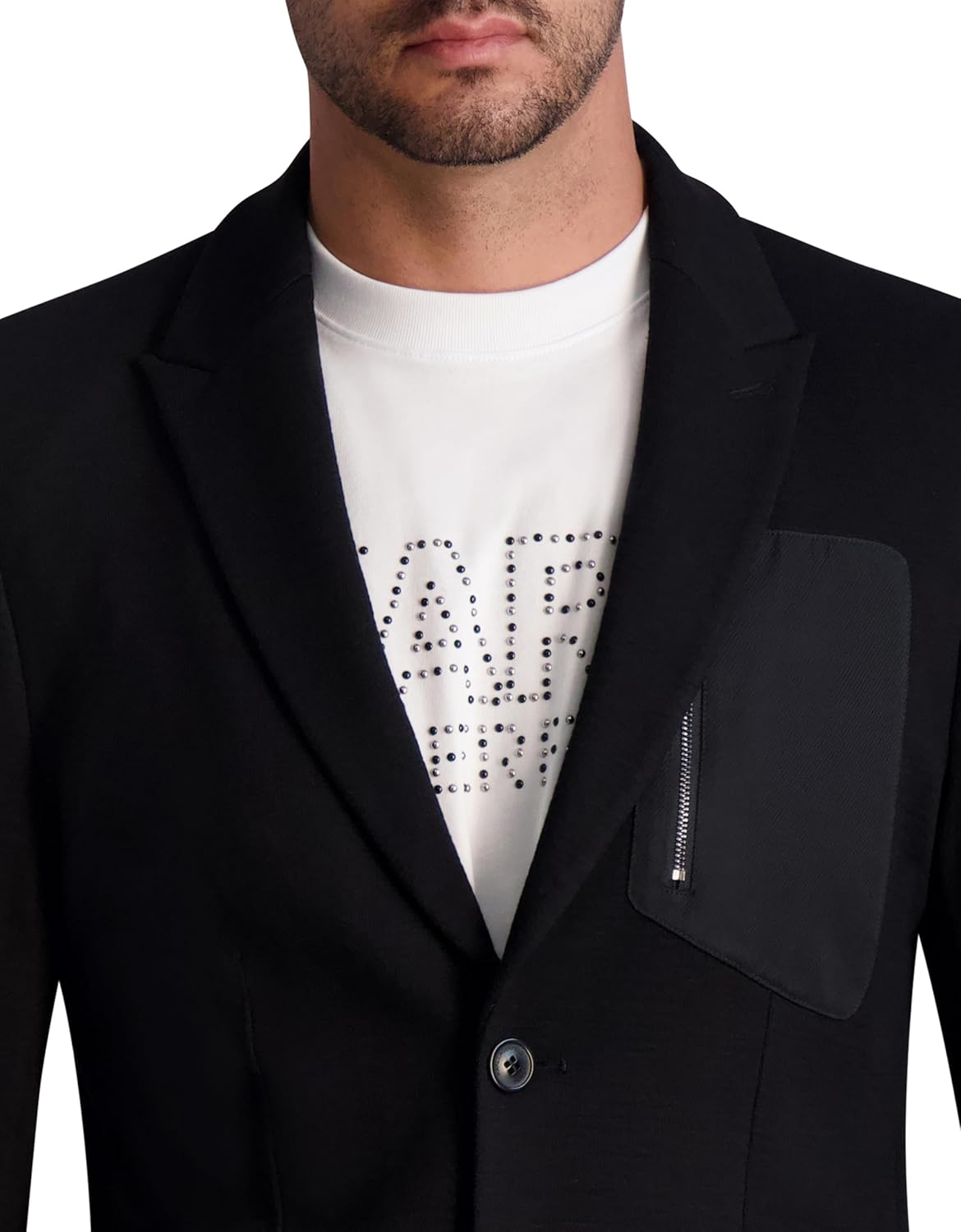 Karl Lagerfeld Mens Contrast Trims Exposed Zipper Blazer - Image 4