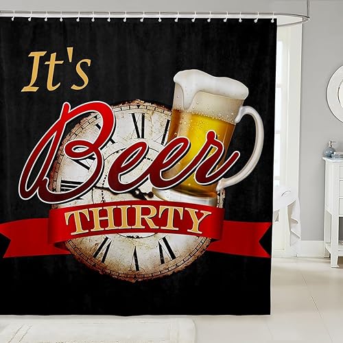 Cortina de ducha temática de animación y cerveza, cortina de baño para niños, hombres, adultos, decoración de habitación para adolescentes, color