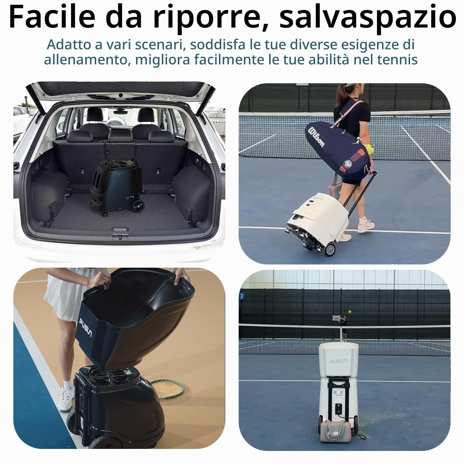 PT-Smart - Macchina professionale per palline da padel – Lanciatore automatico portatile con controllo intelligente tramite app | Perfetto per esercitarsi da soli, allenamento in club e allenatori |
