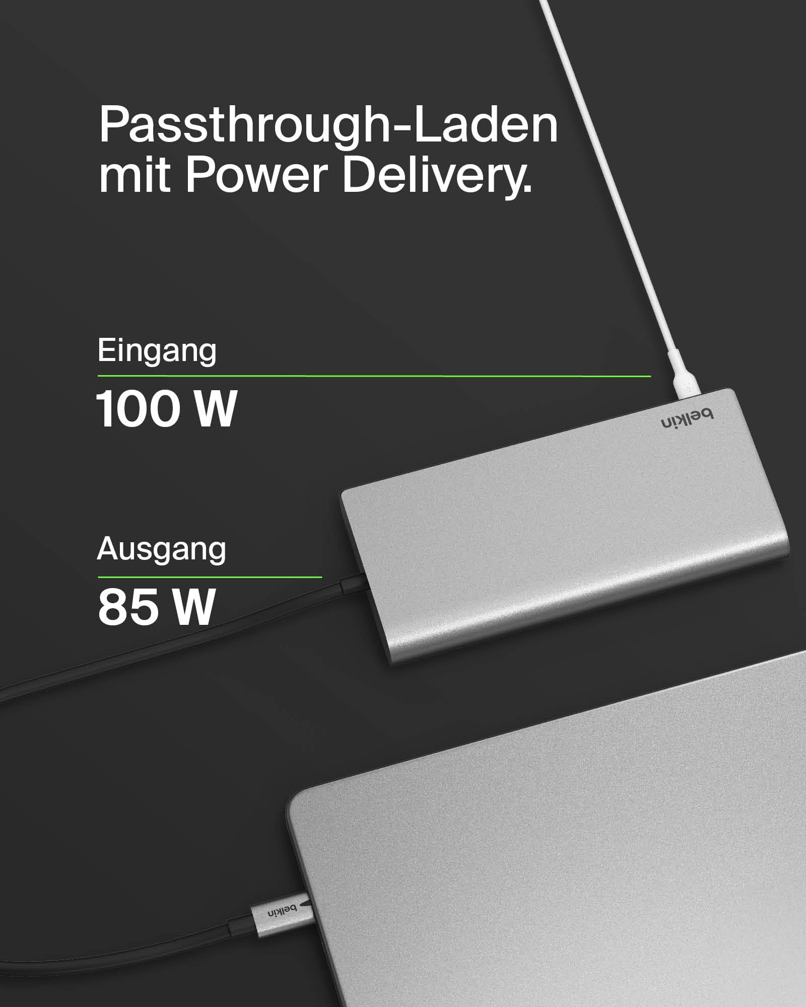 Belkin Connect Universal USB-C-8-in-1-Core-Hub für 2 Monitore, Silicon Motion-Technologie; für Chromebook, Mac- + Windows-Laptops; 100 W PD; Datentransfer mit 10 Gbit/s; 2,5-Gbit/s Ethernet – Silber
