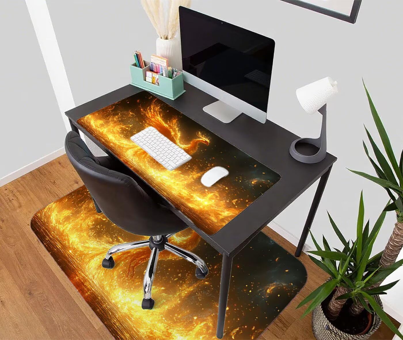 Podkładka pod mysz XXL 1200 x 600 mm duża podkładka pod mysz dla graczy feniks pod ręką biurko szyte krawędzie wodoodporna antypoślizgowa do komputera, laptopa poprawia precyzję i szybkość, zwierzę S