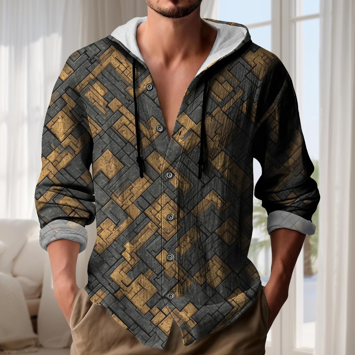 Graphic Hoodies Men Pullover Lightweight Hooded sweatshirt for Men Long Sleeve Butt... - Image 2