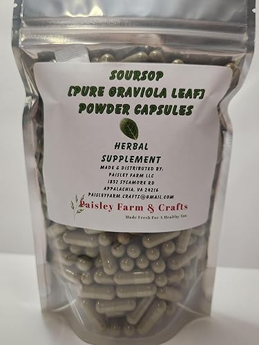 Cápsulas en polvo de guanábana [hoja de graviola] 300 unidades - Fabricado en los Estados Unidos fresco bajo demanda!