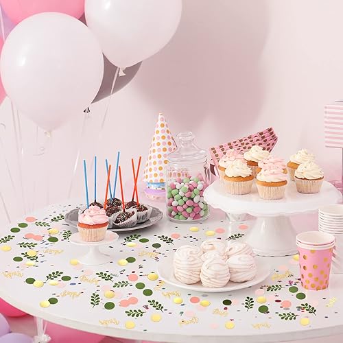 Miniatura 10 de 400 piezas de confeti verde para baby shower, confeti de mesa verde marrón y blanco, puntos de confeti con eucalipto y dorado para baby shower,