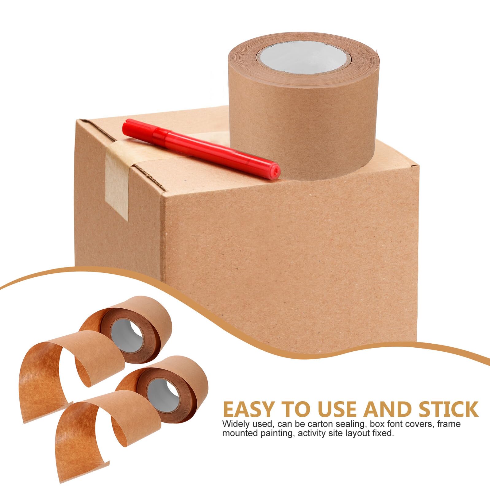 10 Rollen Verstärktes Kraftpapier Klebeband Stark Haftendes Verpackungsband für Kartonversiegelung Beschreibbar Wasserresistent Vielseitig Einsetzbar für Versand und Lagerung