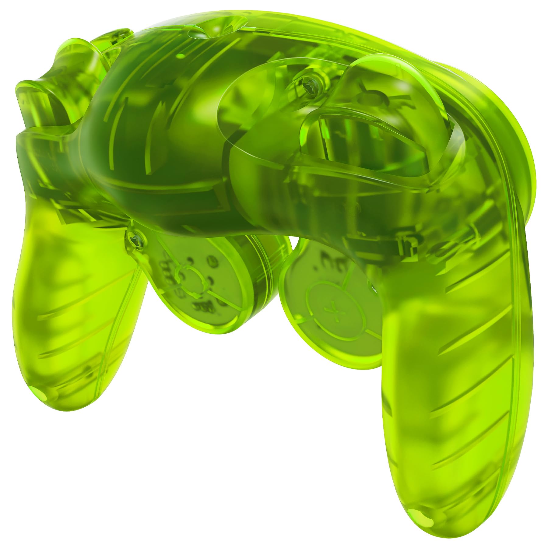 eXtremeRate Coque pour Nintendo Gamecube Manette, Coque de Remplacement Série Transparente avec Boutons pour Nintendo Gamecube, Manette Pas Incluse, Vert Citron Clair