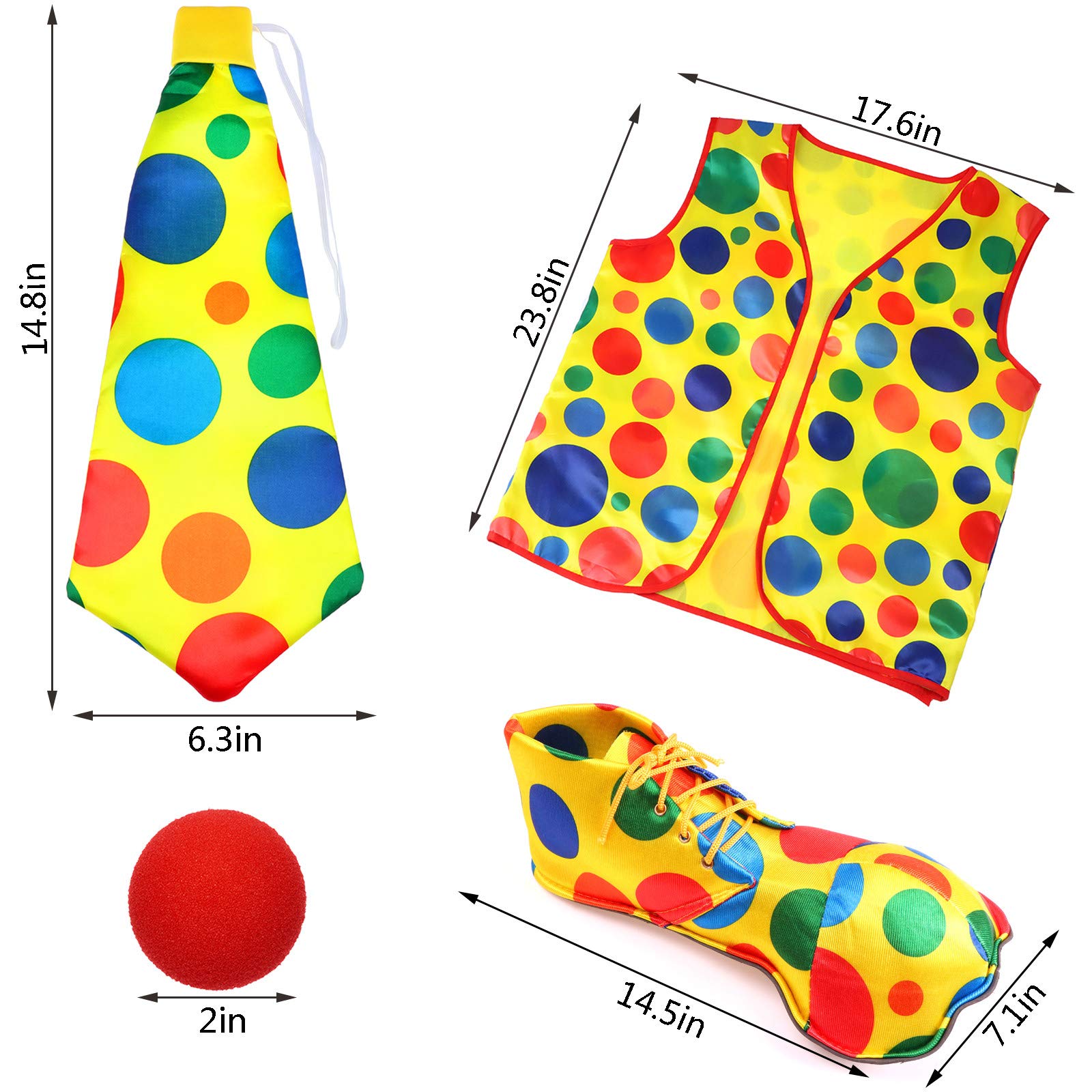 Set De Payaso De 5 Piezas – Incluye Mini Sombrero, Nariz, Collarín Y Guantes, Disfraz Unisex Para Carnaval Y Halloween, Talla única Adulto