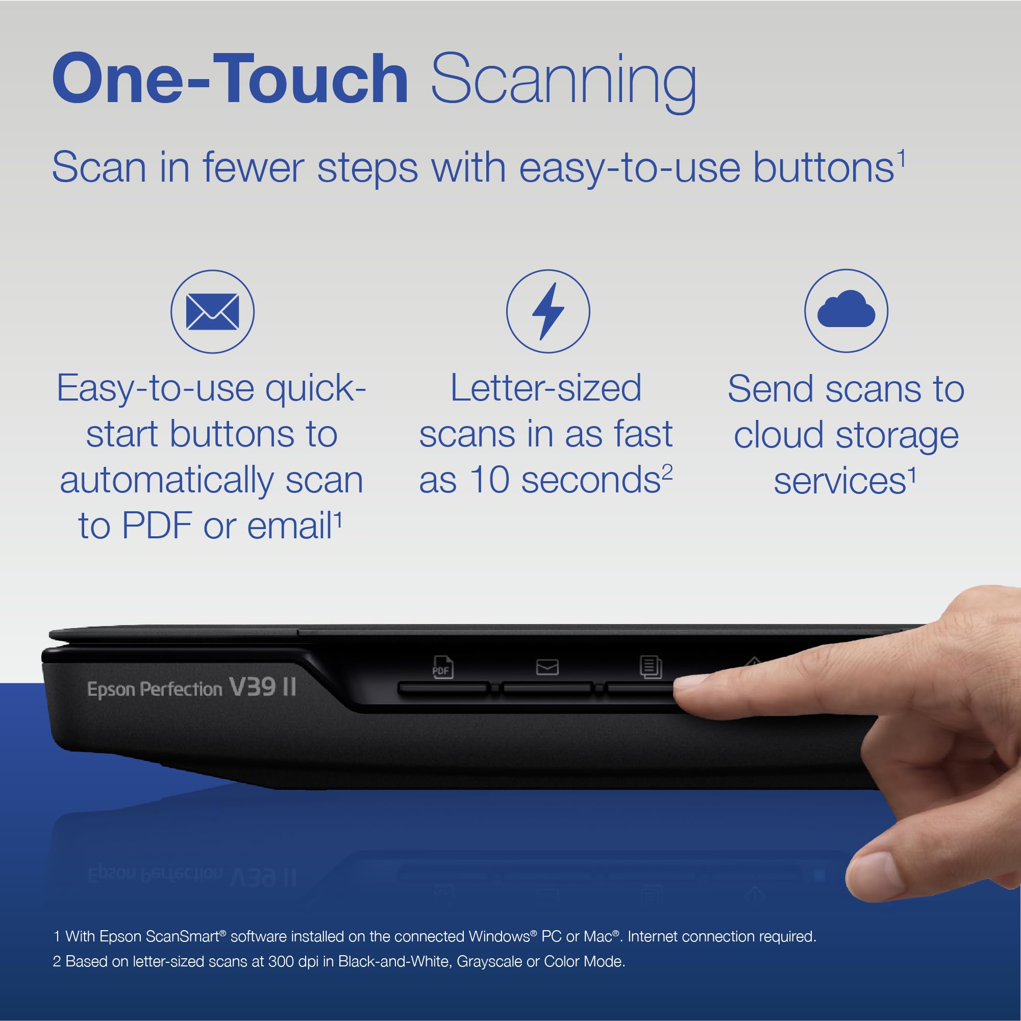 Epson Perfection V39 II Color Photo and Document Flatbed Scanner with 4800 dpi Optical Resolution, Scan to Cloud, USB Power and High-Rise, Removable Lid — Amazon image 5