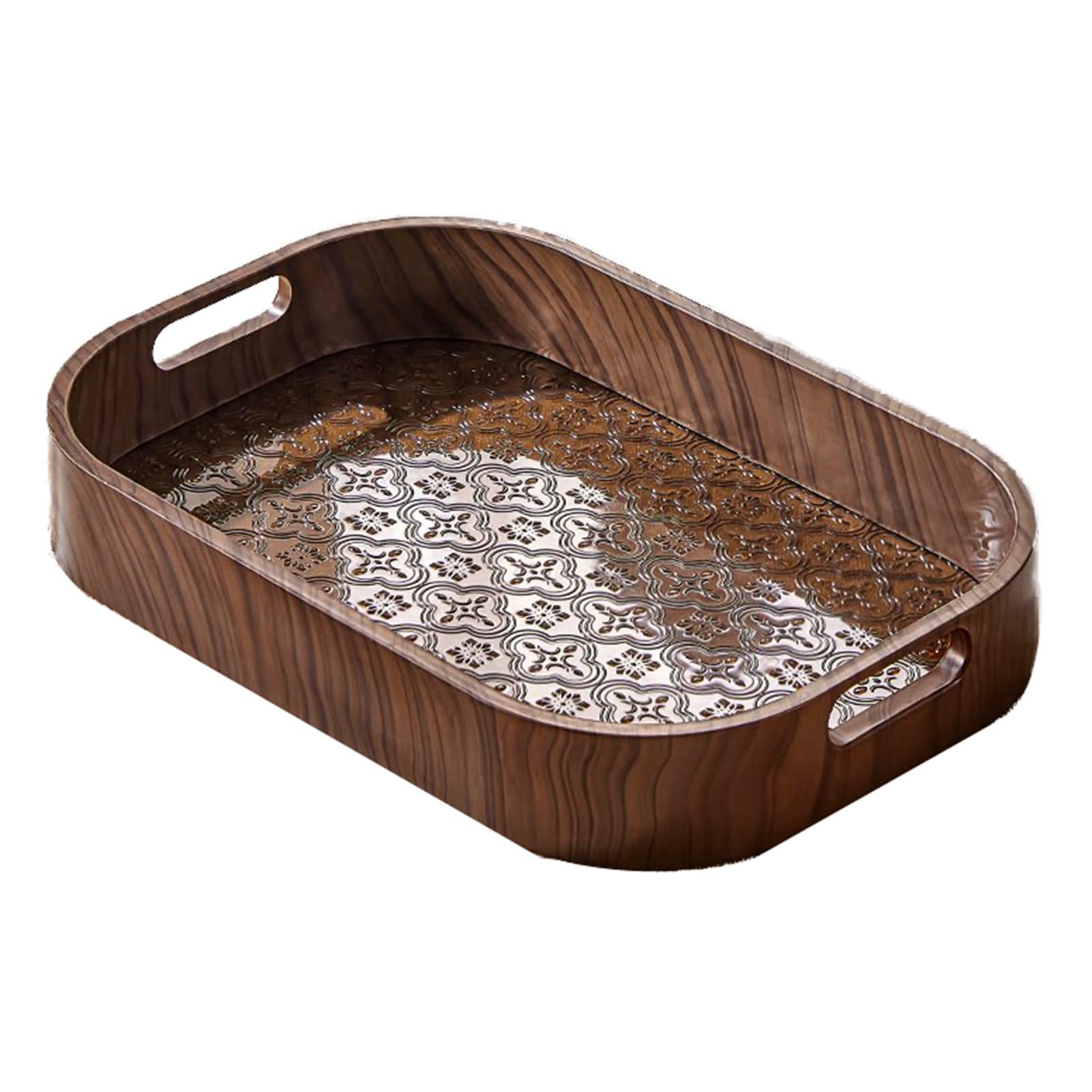 Rectangular PP Tray,Transparent Household,Features A Perforated Handle,Suitable for Tea Houses and Coffee Shops(Color1)