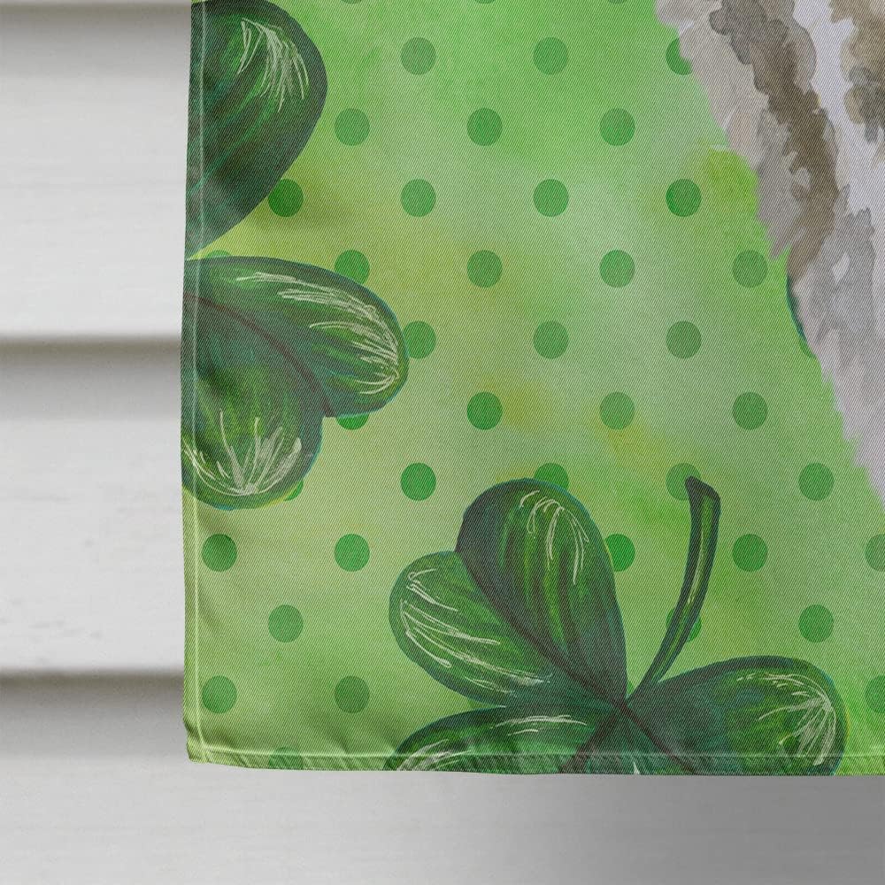 Caroline's Treasures BB9843CHF American Akita St Patrick's House Flag, Green Large Porch Sleeve Pole Decorative Outside Yard Banner Artwork Wall Hanging, Polyester, House Size, Multicolor