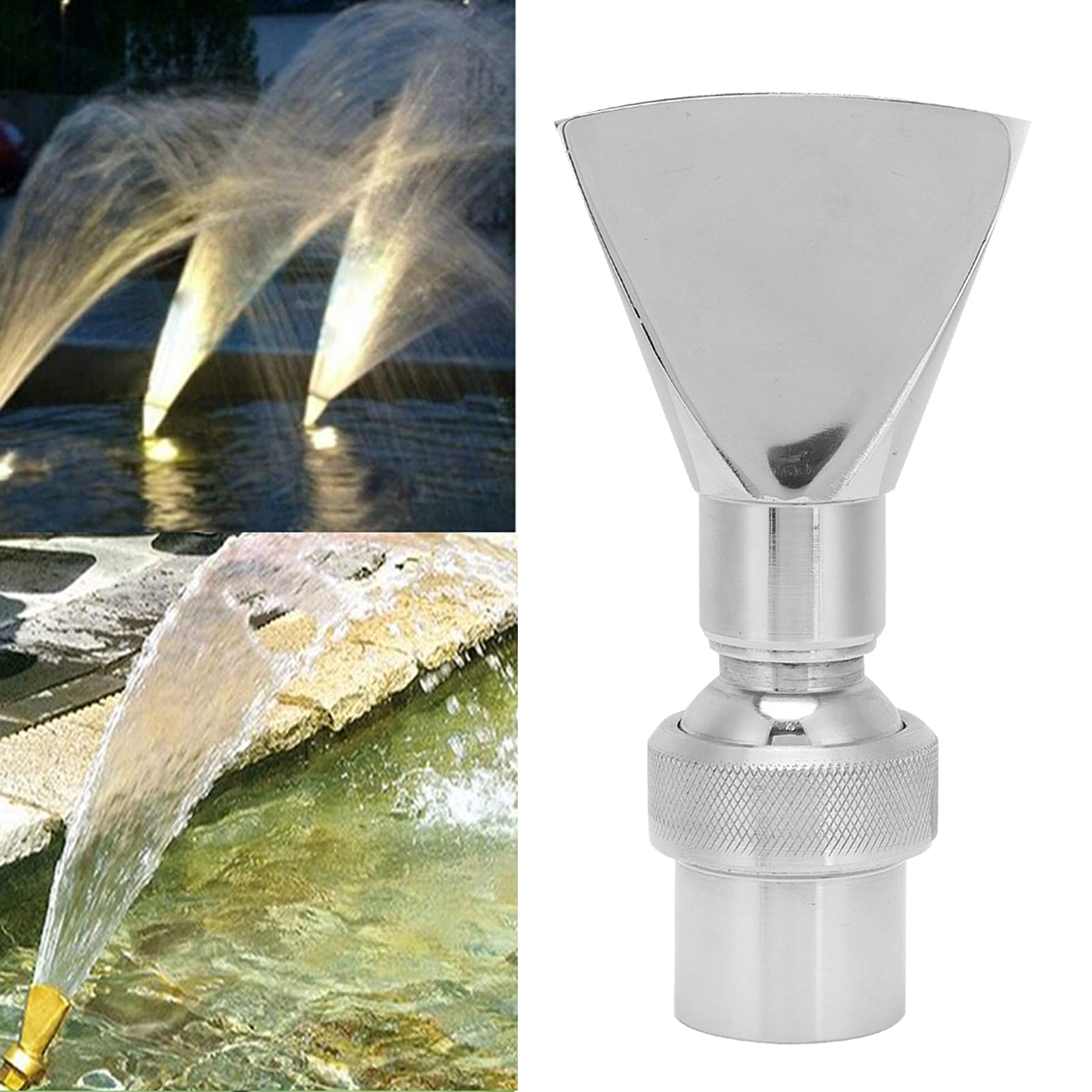Fountain Nozzle with G1 Female Thread Stainless Steel Pond Fountain Sprinkler for Garden Parks and Decoration