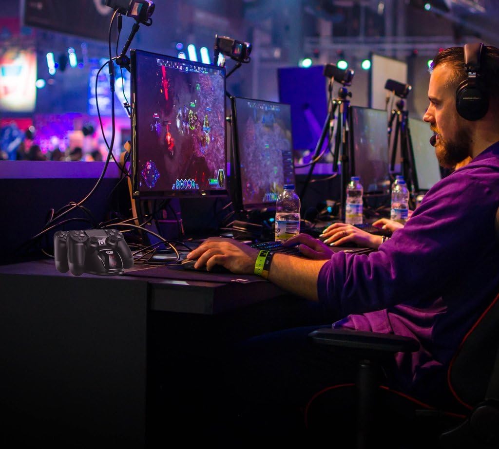 Orzly PS4 Controller Charging Station, Twin Controller Charging Dock for 2X Sony PlayStation 4 Controllers (Also Compatible with PS4 Pro Controllers, DualShock 4) USB Charger Power Cable Included