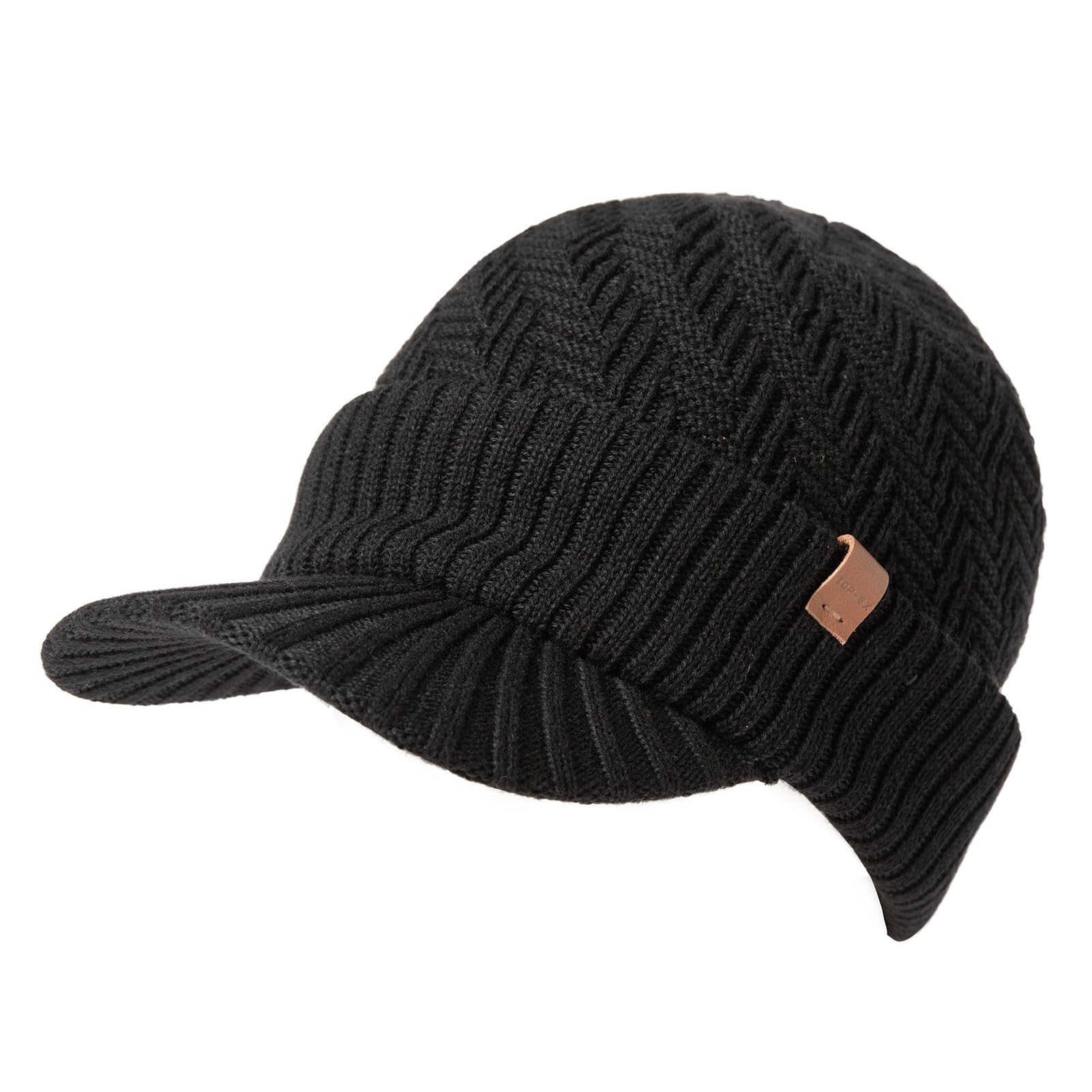 TOP-EX Gorro de invierno de lana merino DryKnit, para hombre y mujer, gorro cálido con paraguas, forro polar impermeable y calentador de cuello de forro polar cálido