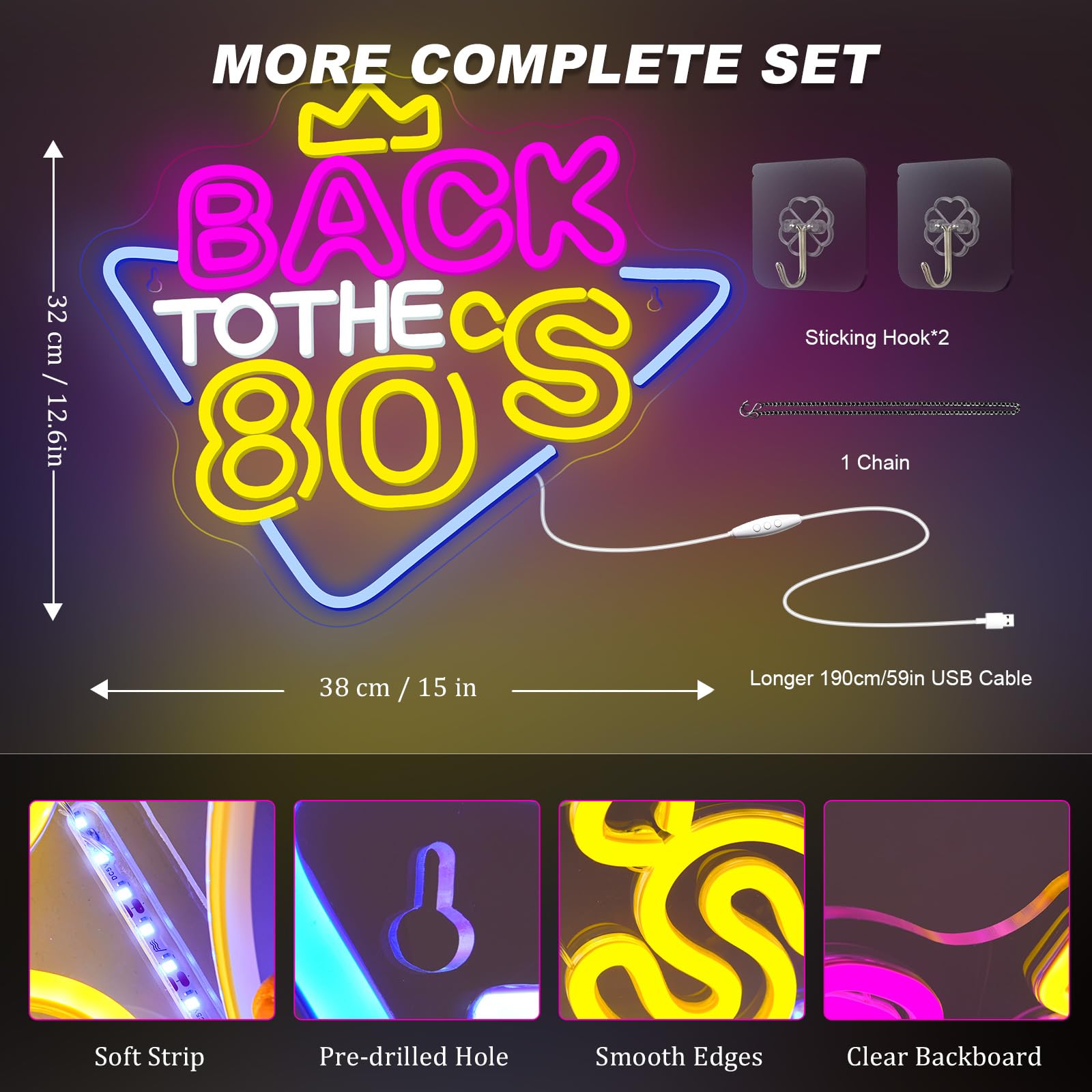 Amazon.co.jp: Looklight Back To The 80'sネオンサイン、ウォール