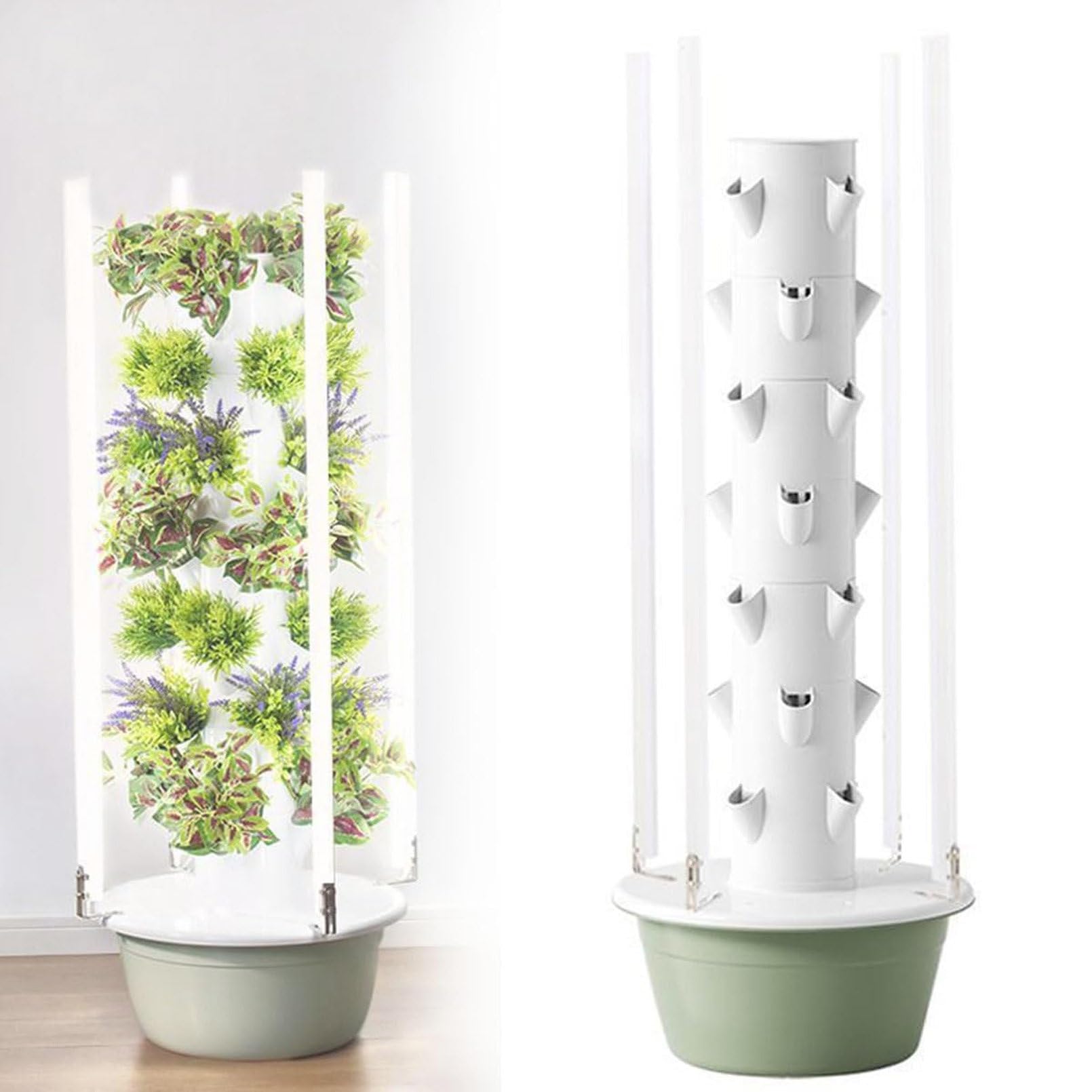 Ylanmei Green/Light/Dark Hydroponics Growing System Vertical Tower, Automated Aeroponics Indoor Tower Garden With Led Grow S, Aquaponics Growing Kits Herb Garden,7Layer
