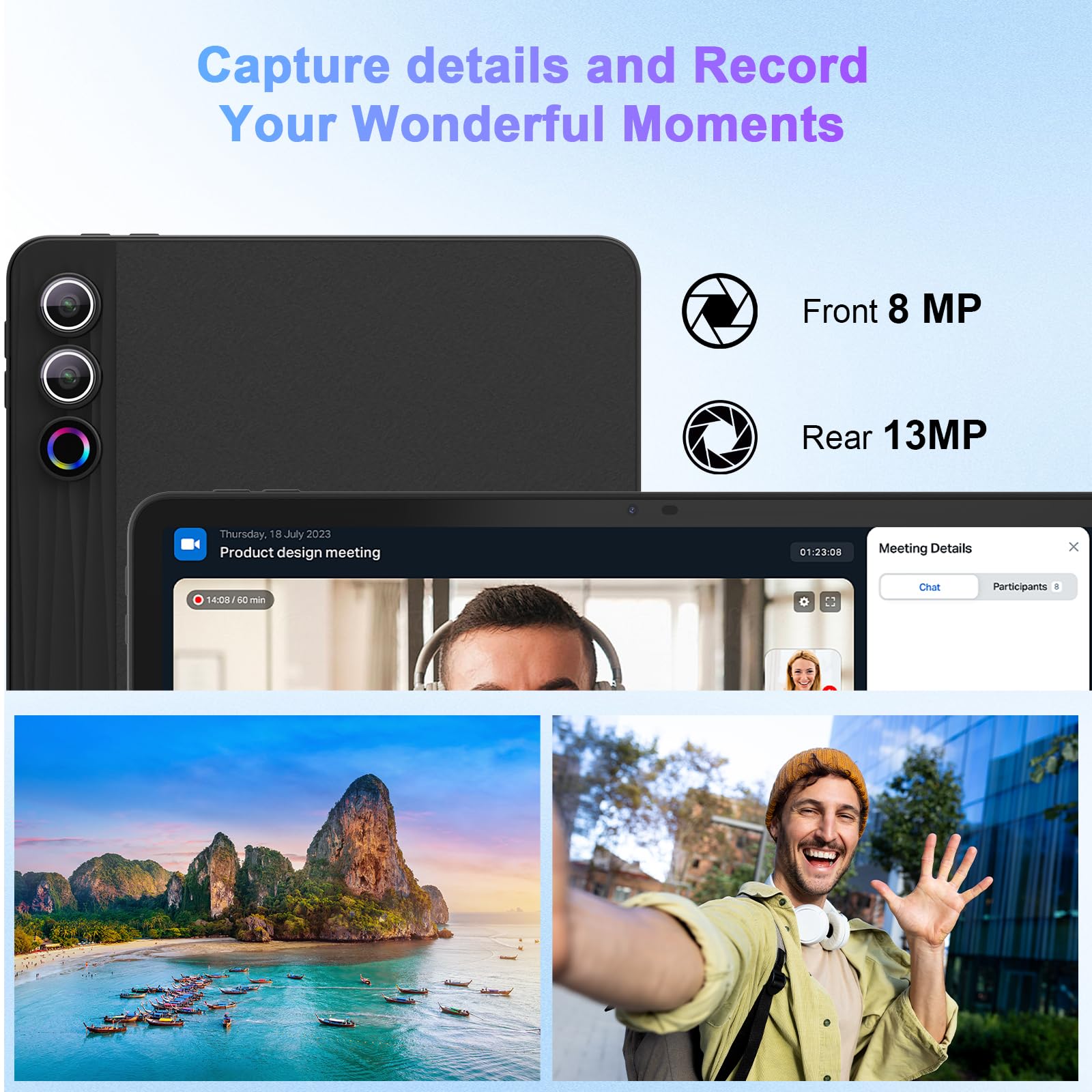 Tablet 11.5 inch Tablets Android 15, Octa-Core Processor, 30GB RAM 128GB ROM 1TB Expand, 5G WiFi 6, 2000 x 1200 HD/Dual 8MP+13MP Camera/Bluetooth 5.0, Android Tablet with Keyboard Mouse Case — view 5