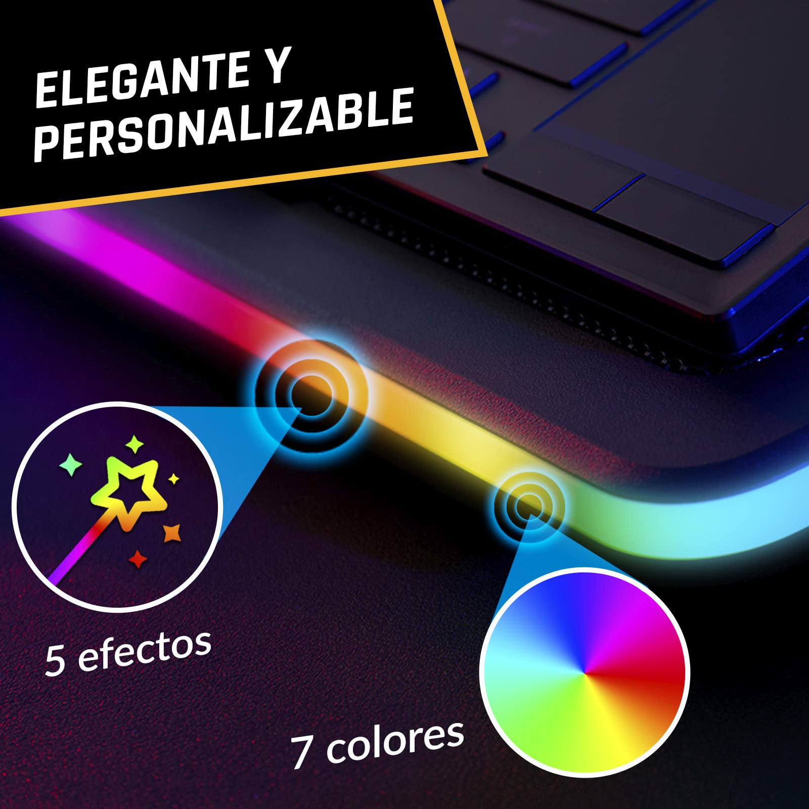 KLIM Ultimate - Base Refrigeradora Portatil RGB - 11" a 17" - Refrigerador Portátil Gaming - Nueva - Ventilador USB - Estable y silenciosa - Compatible con Mac PS4 PS5 - Negro