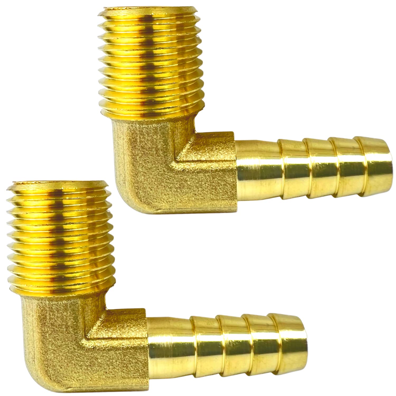 2pcs Brass 90 Degree Elbow 5/16" Hose Barb to 1/4" NPT Male Barbed Fitting by CX WONDERLAND